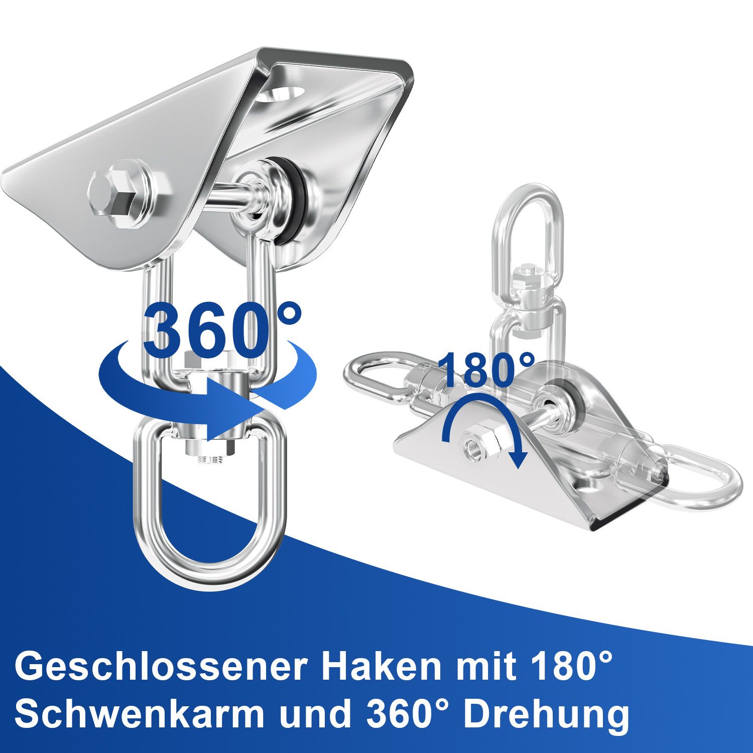 Clanmacy Deckenhalter Deckenhalter Deckenhaken Edelstahl 360°Drehen bis 400KG Schaukelhaken, (1-St) – Bild 4 von 5
