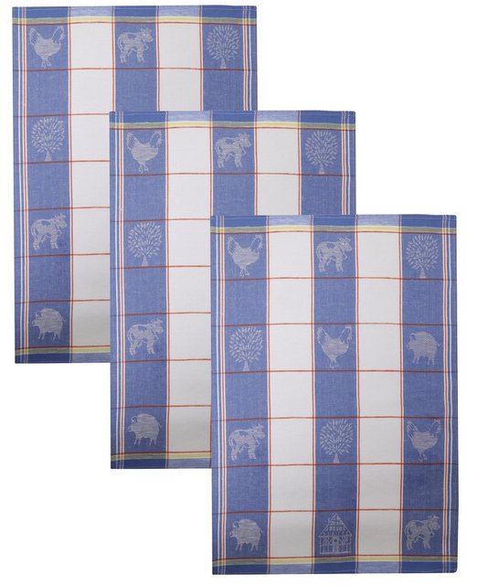 Betz Geschirrtuch 3 Stück Halbleinen Geschirrtücher Hungary Tiere 50×70 cm Farbe blau, (3-tlg), 3 Stück Halbleinen Geschirrtücher