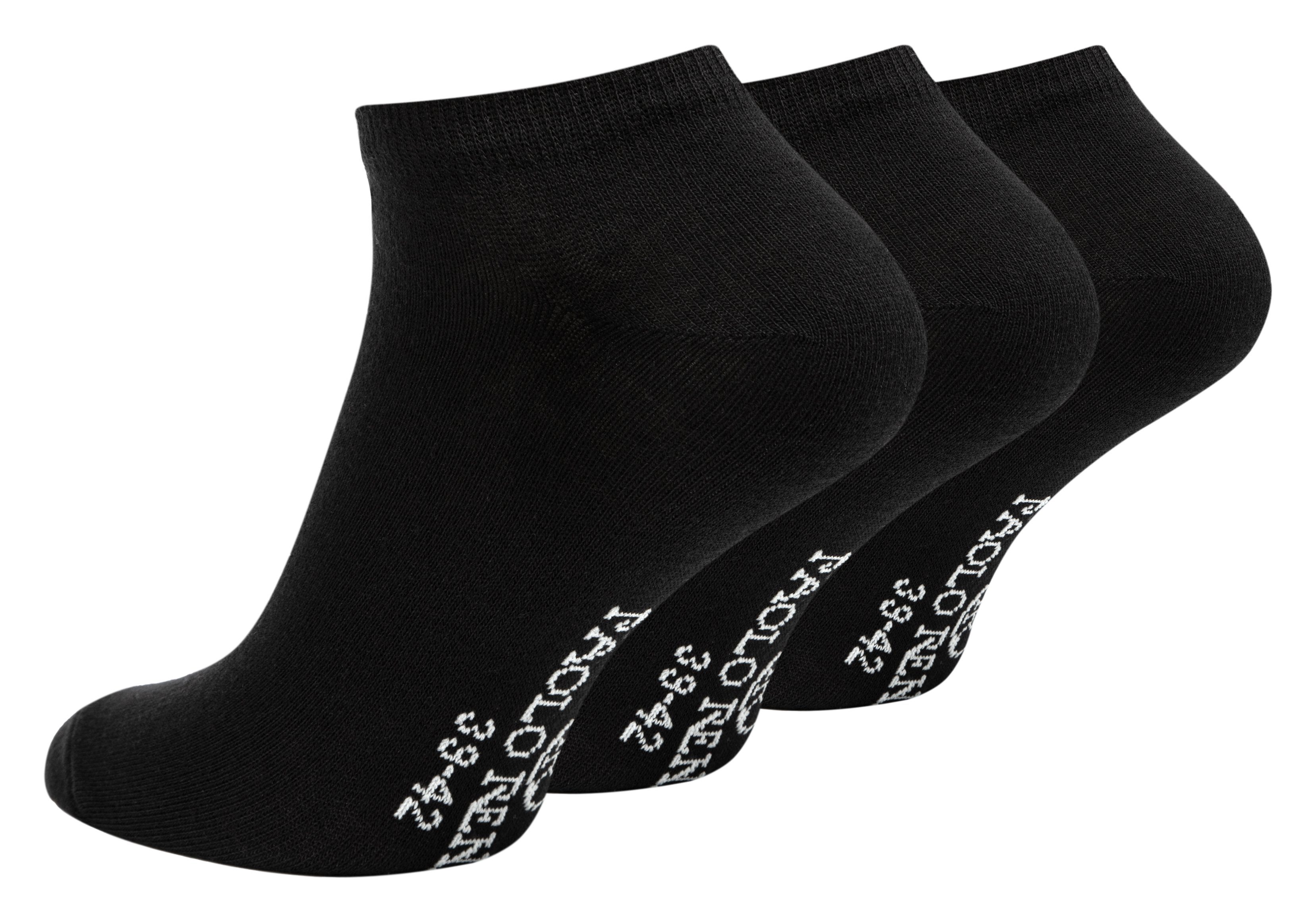 und Atmungsaktive Unisex Baumwolle Damen Schwarz für Sneakersocken Socken (3-Paar) Paolo aus Sneaker Renzo hochwertiger Herren