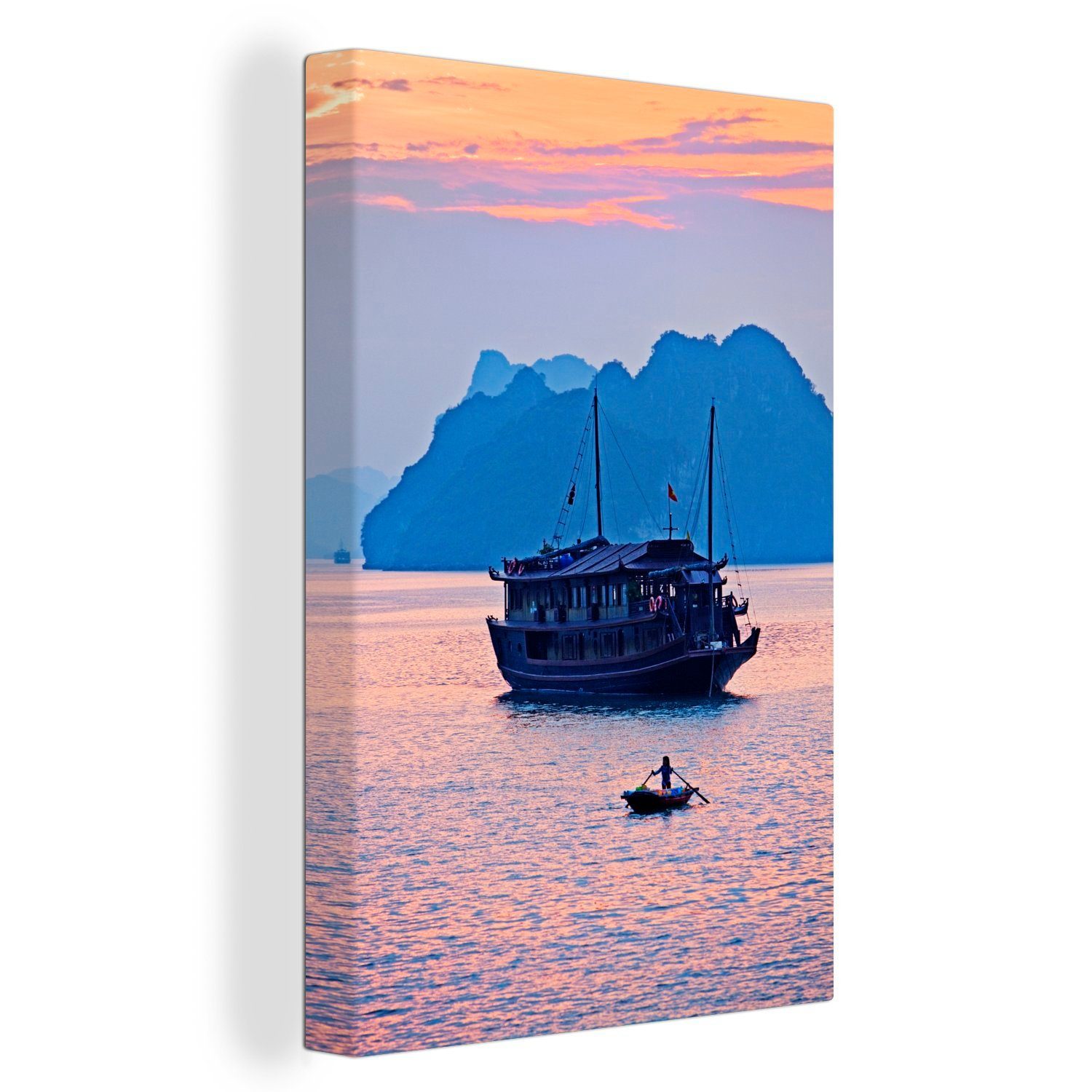 OneMillionCanvasses® Leinwandbild Einzigartige Luft und Boot in der Ha Long Bay in Vietnam, (1 St), Leinwandbild fertig bespannt inkl. Zackenaufhänger, Gemälde, 20x30 cm