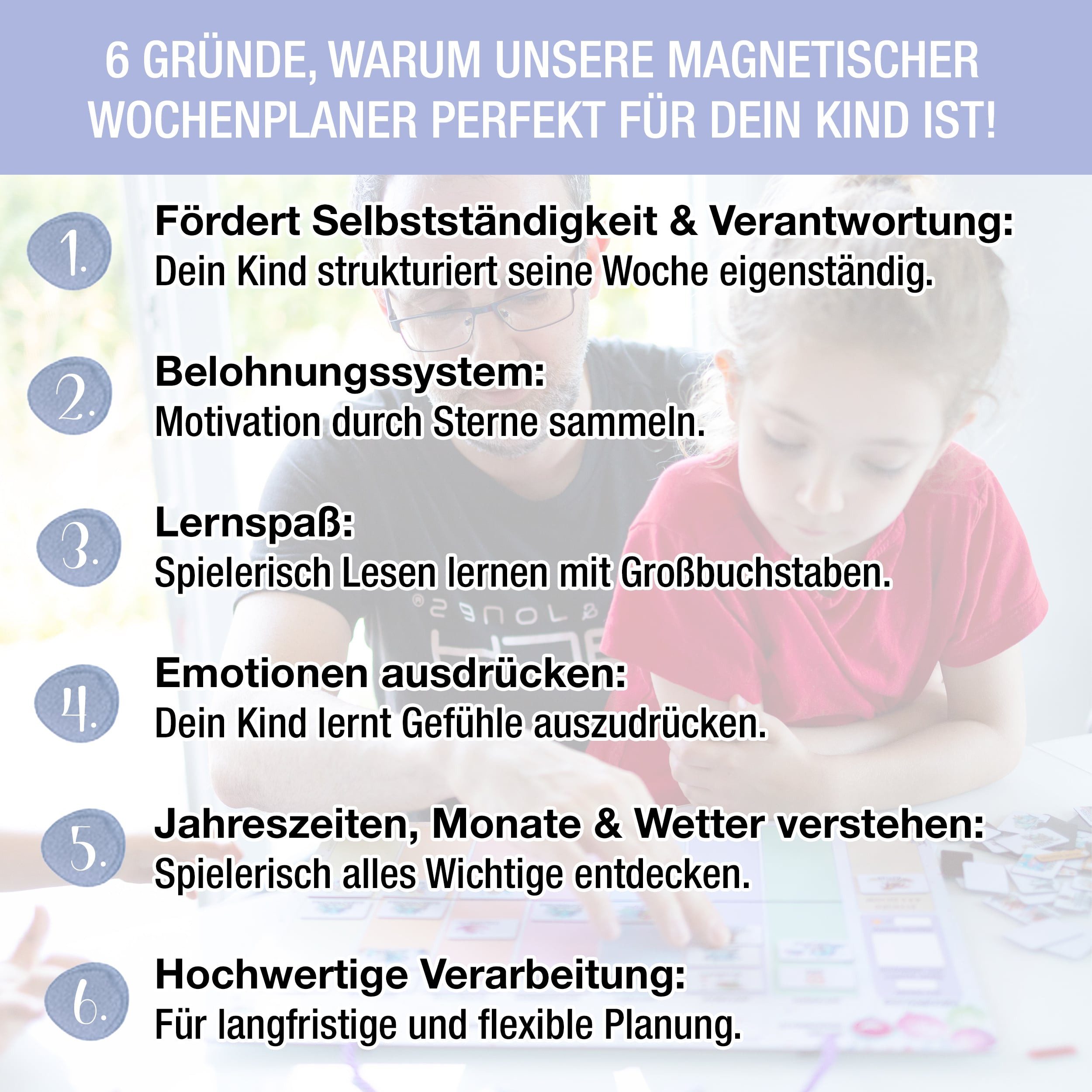 TOBJA Magnettafel Wochenplaner Kinder inkl. 200+ Magnete & Stift Montessori günstig online kaufen