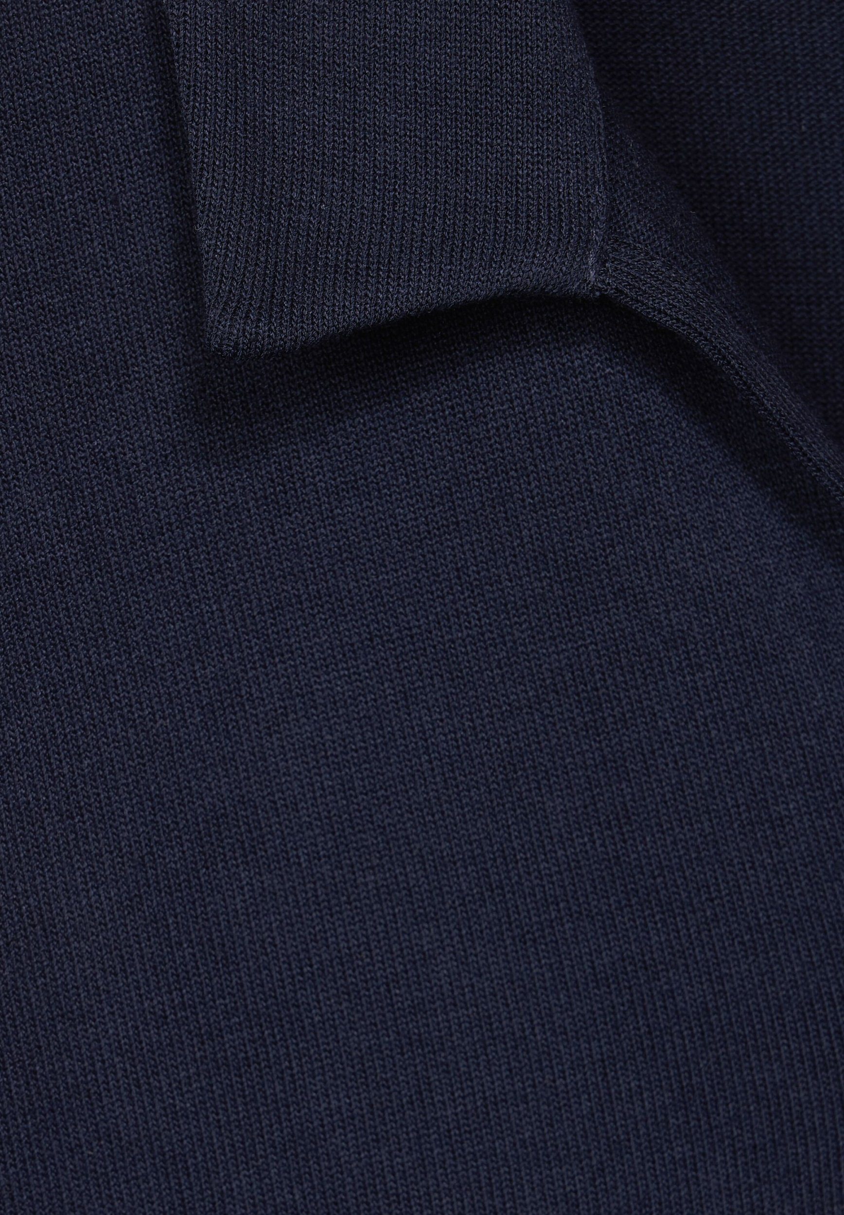 deep knit look polo Kurzarmshirt blue STREET ONE shirt