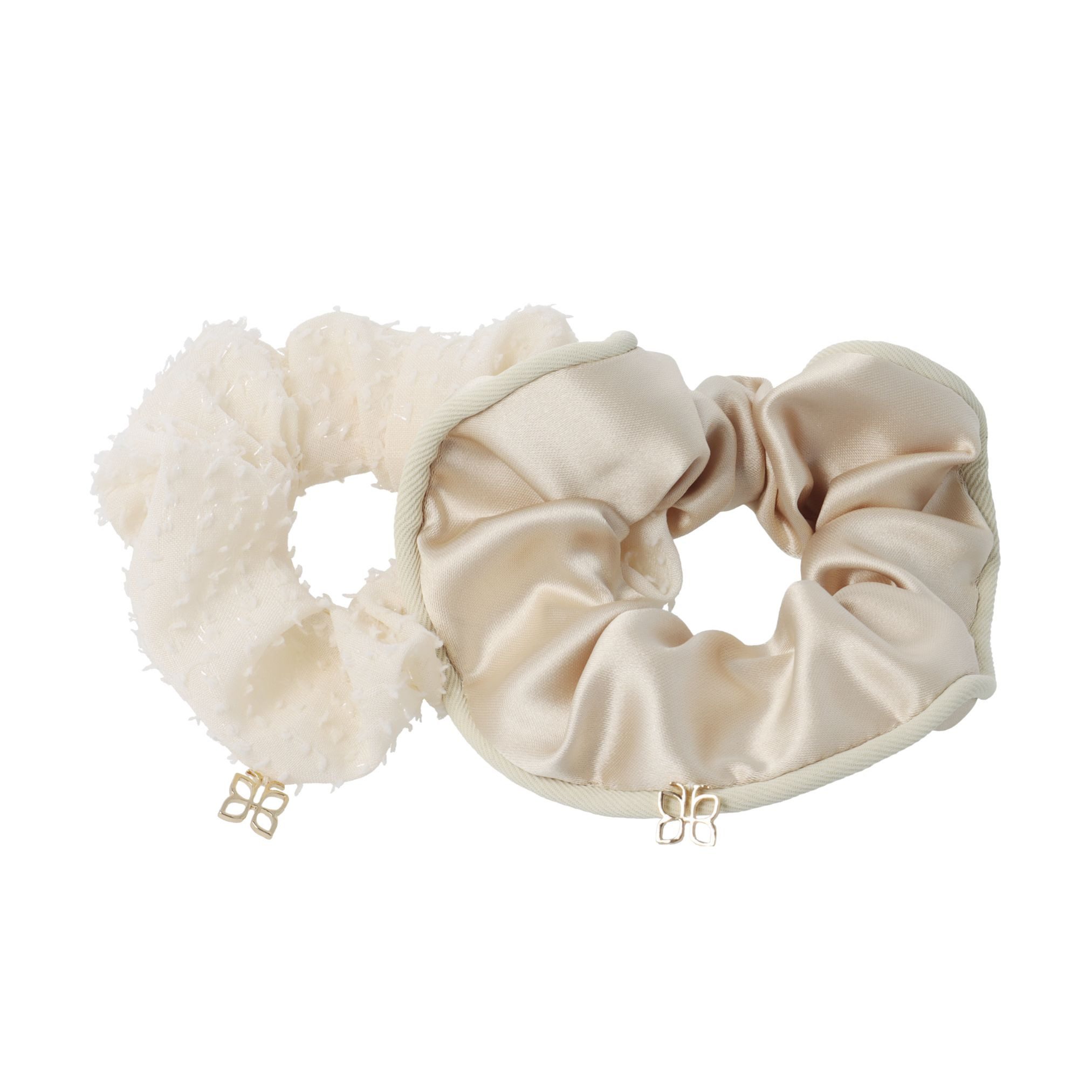 PARSA Beauty Zopfband Signature Collection Scrunchie Set in Beige mit Signature Charm