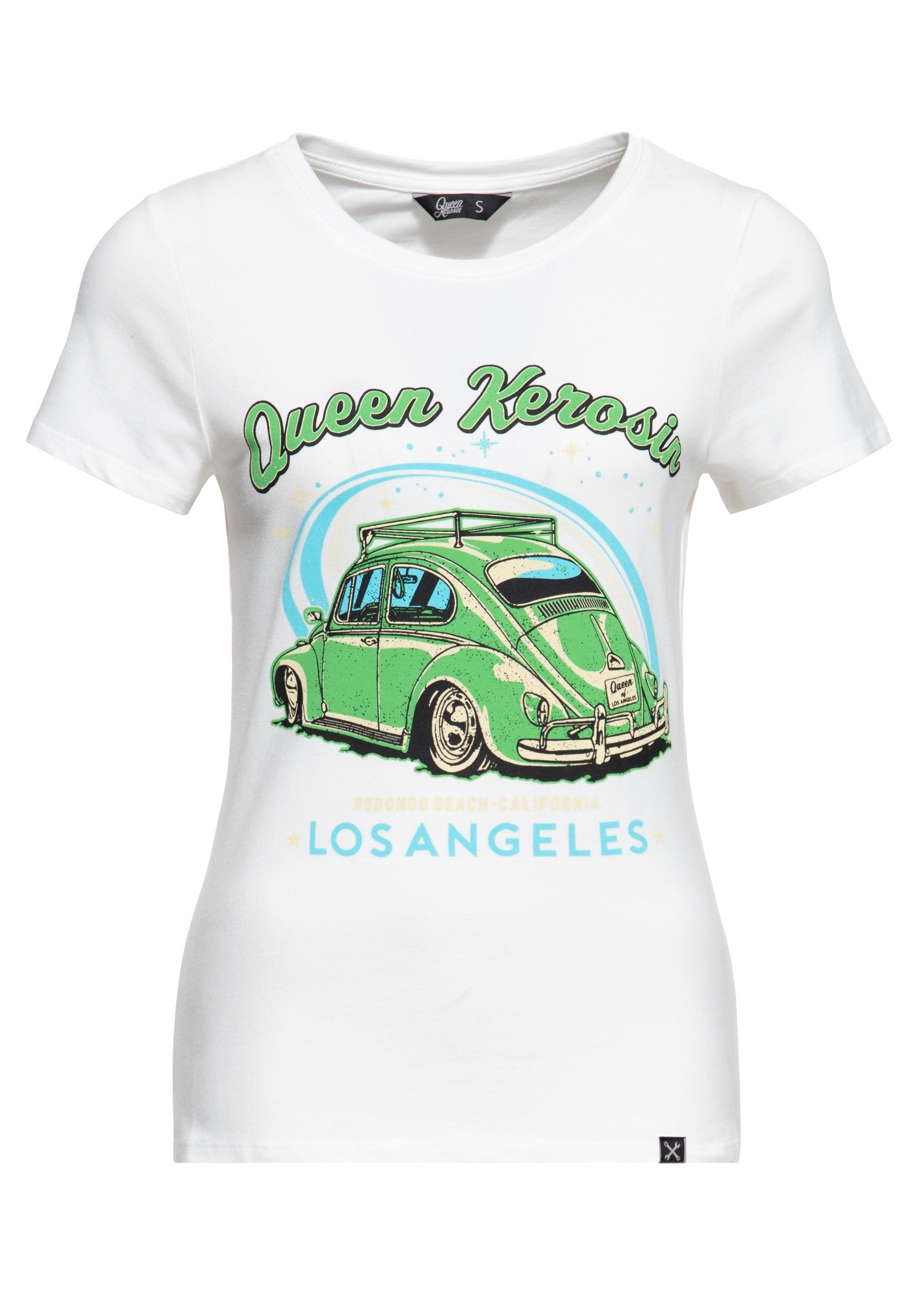 QueenKerosin Print-Shirt Los Angeles (1-tlg) mit Oldtimer-Print