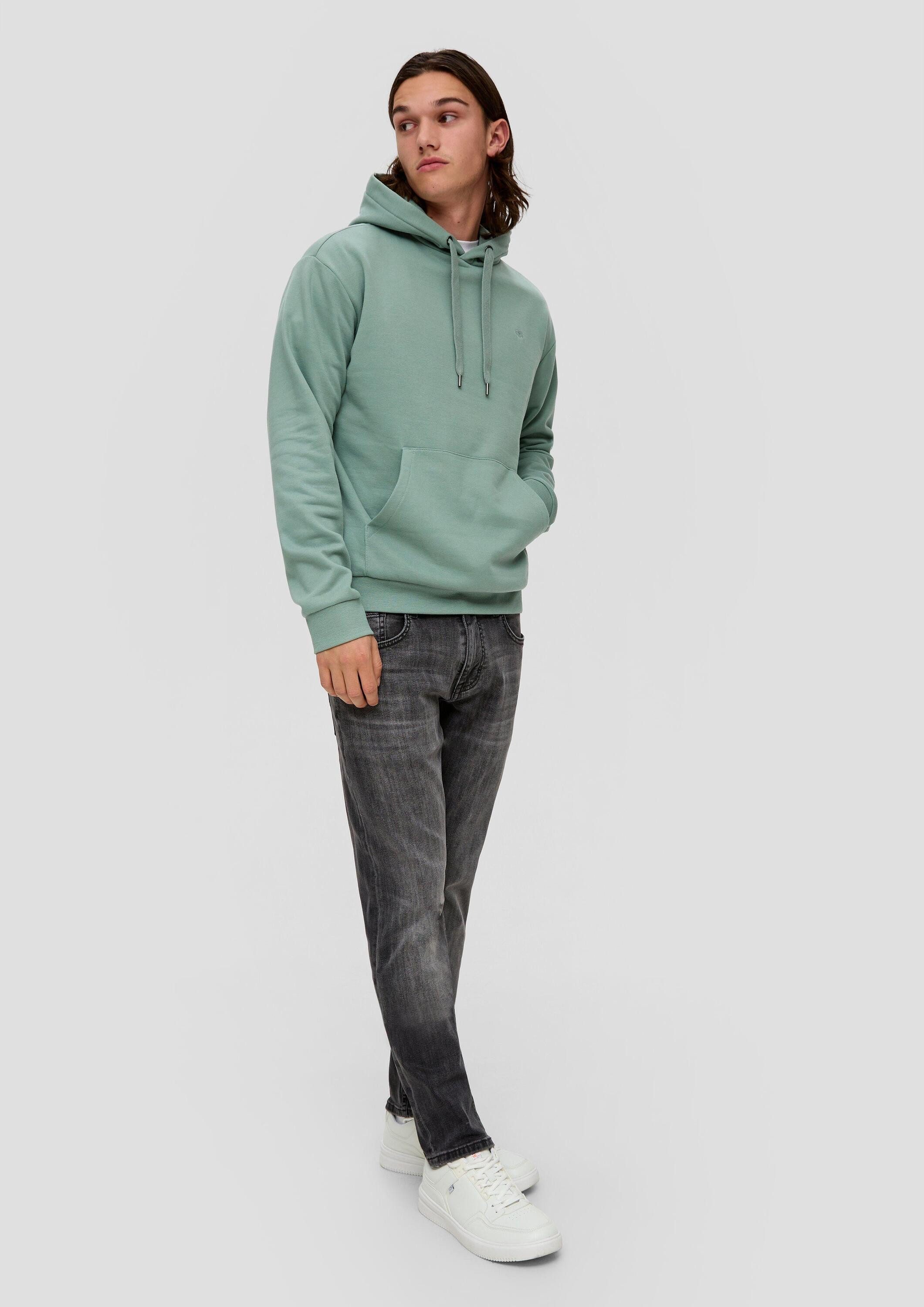 QS Sweatshirt Sweatshirt Kapuzen-Sweatshirt mit Logostickerei