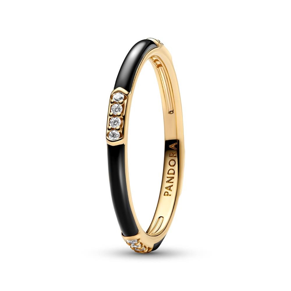 Fingerring Ring für Damen mit schwarzer Emaille, vergoldet von PANDORA ME