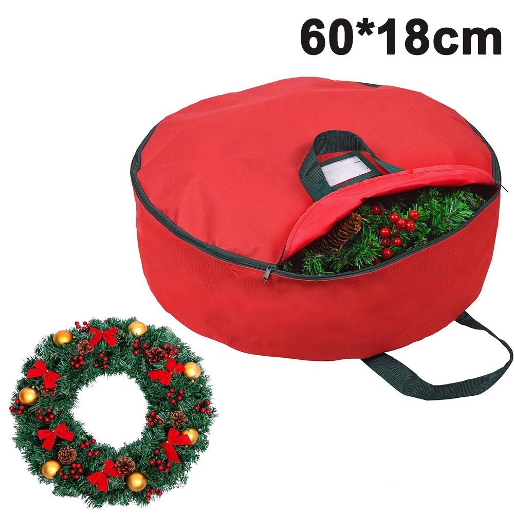 Lubgitsr Aufbewahrungstasche Aufbewahrungstasche für Kränze Weihnachtsdekoration Rot für 60×18cm, (1-tlg)