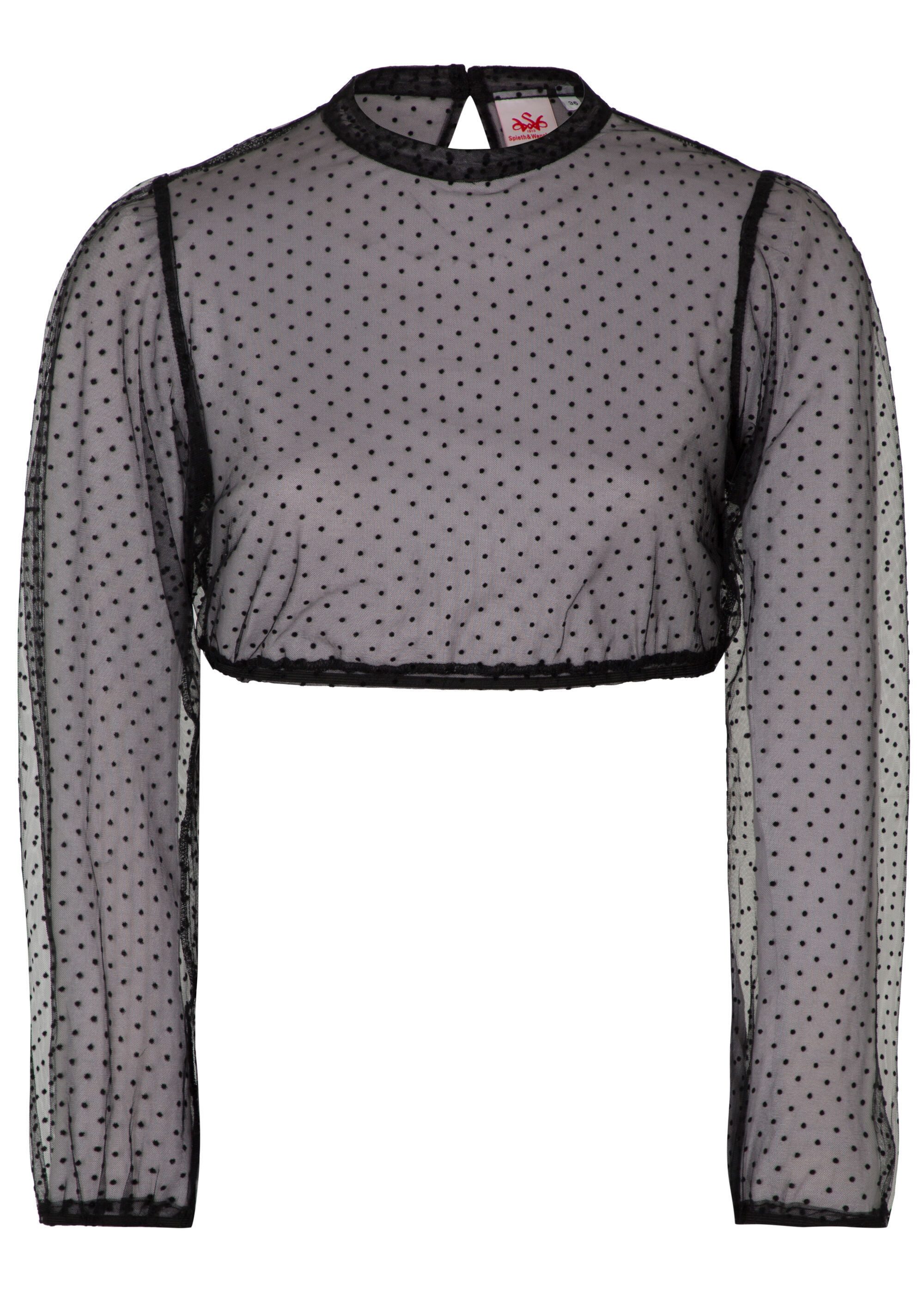 Spieth & Wensky Dirndlbluse Eduarda (1-tlg) Transparent, mit zartem Punktemuster
