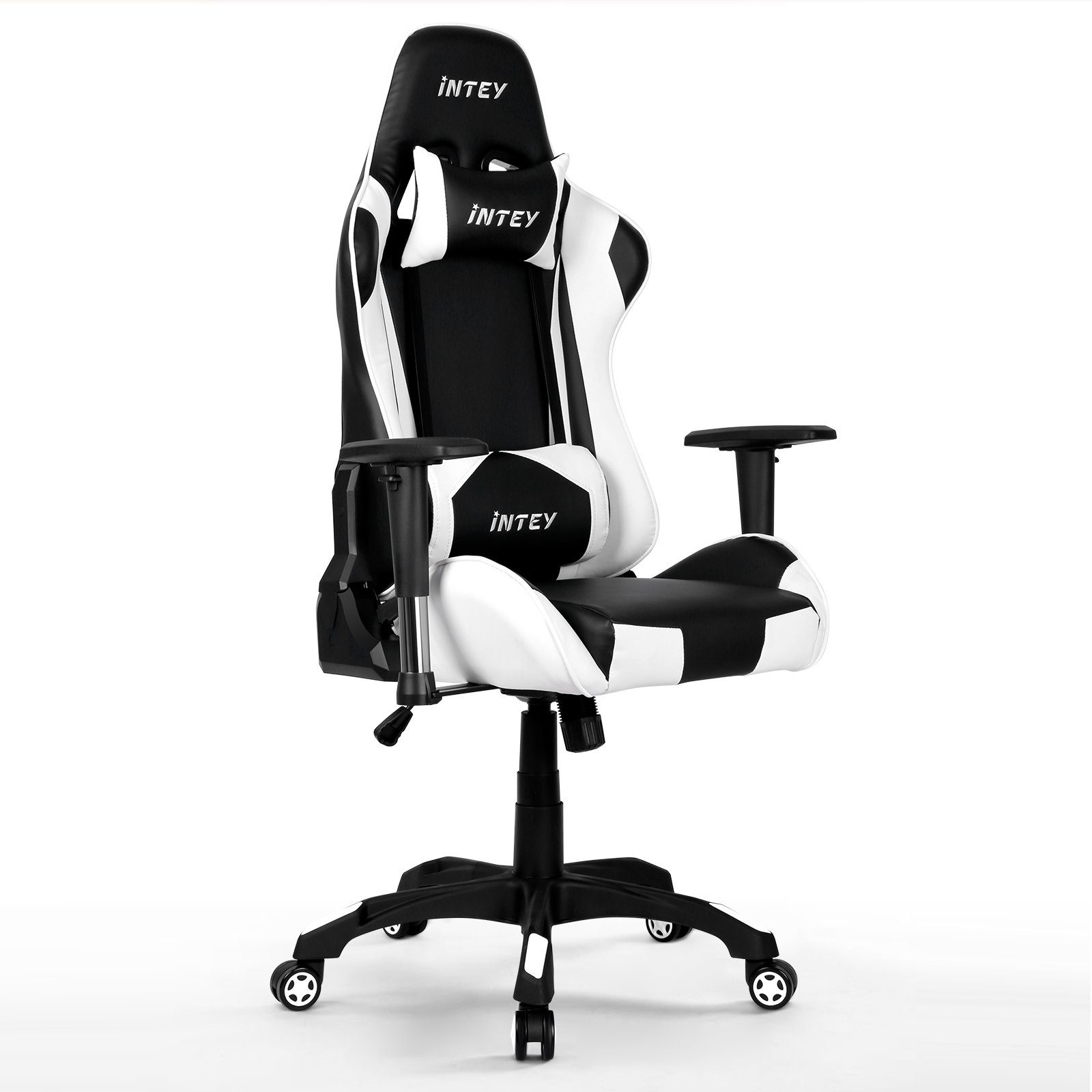 FOXSPORT Gaming-Stuhl ergonomisch Gamer Stühle (Professioneller Gamingstuhl), Eingebauter Wippmechanismus, Max. Belastbarkeit: 150 kg weiß