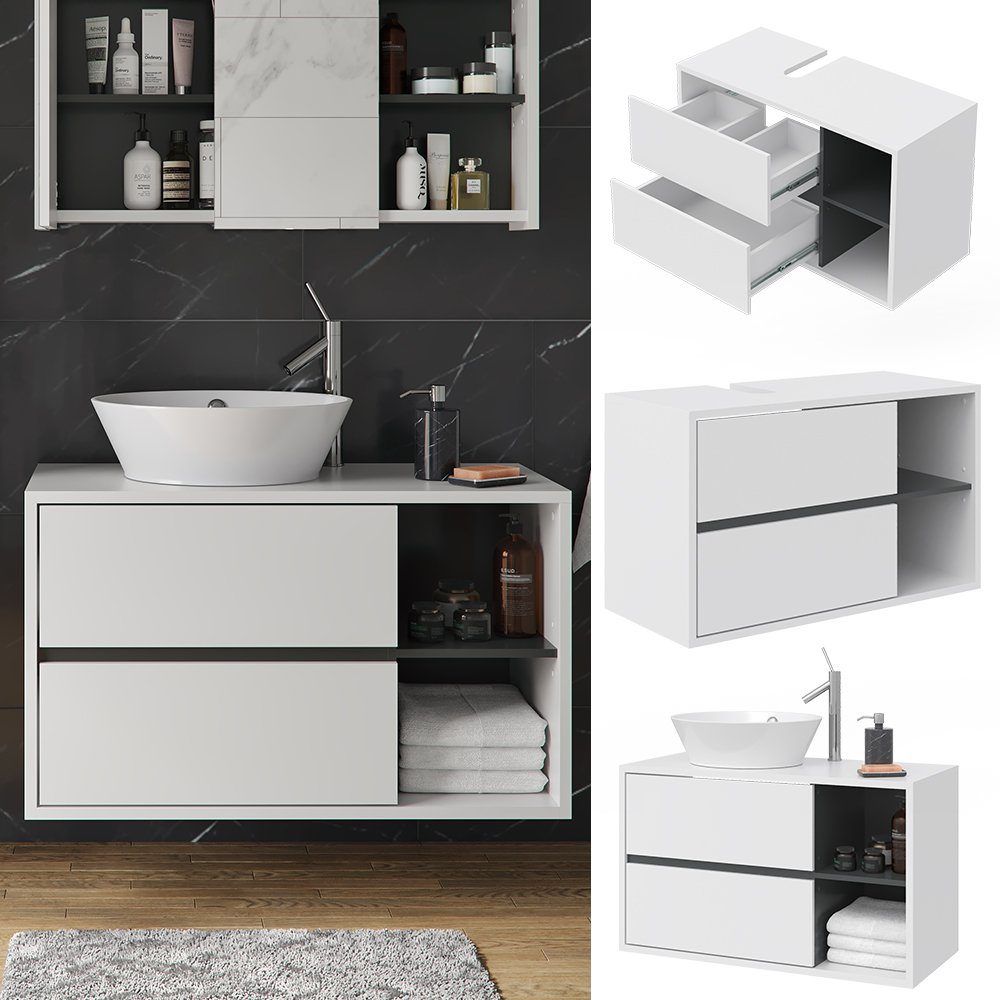 Vicco Waschbeckenunterschrank Viola, Weiß/Anthrazit, 100 x günstig online kaufen