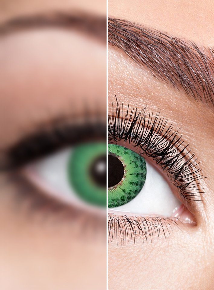 Metamorph Motivlinsen Grüne Iris mit Dioptrien, Eine farbige Kontaktlinse mit Stärke