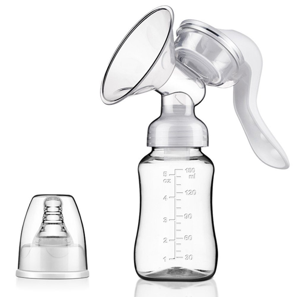 SCRTD Handmilchpumpe Handmilchpumpe mit Milchflasche, tragbare Handmilchpumpe, 150 ml BPA-frei, weiches lebensmittelechtes Silikon