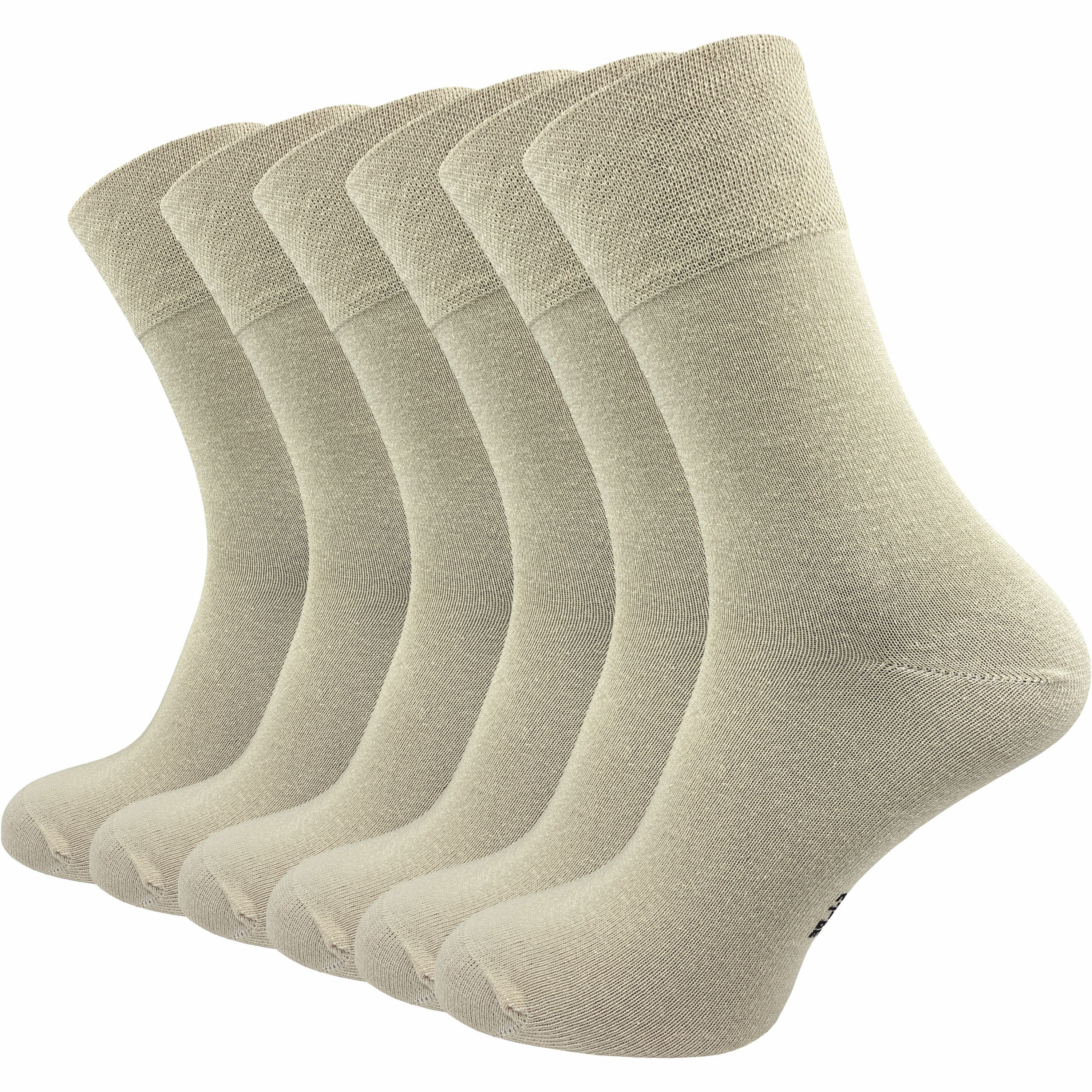 GAWILO Diabetikersocken für Damen, ohne Gummidruck & ohne drückende Naht - Business Socke (6 Paar) extra breiter Piquet-Strick am Komfortbund; in schwarz, grau & weitere beige