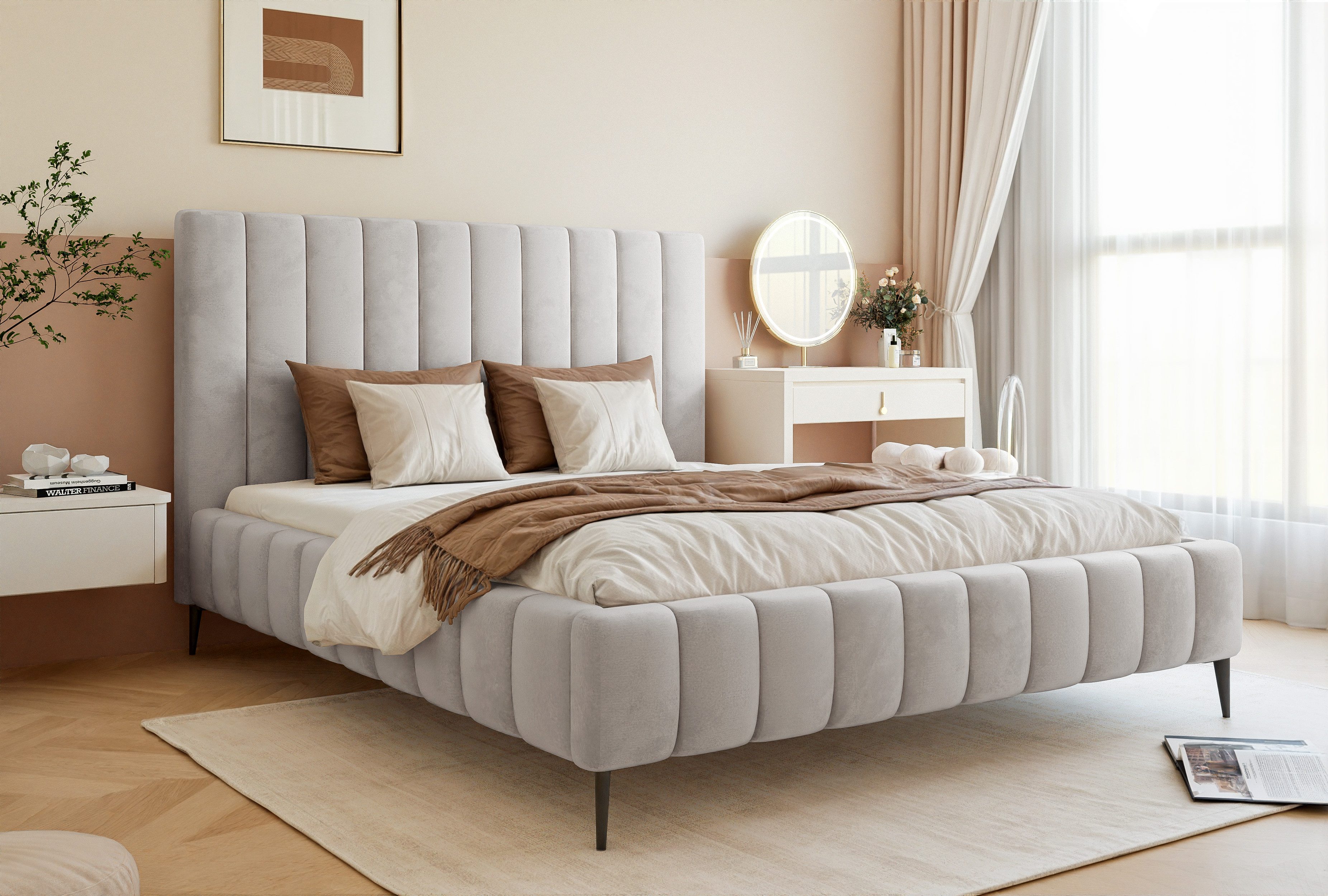 Goldstoff Polsterbett Luxuriöses Bett mit hohem günstig online kaufen