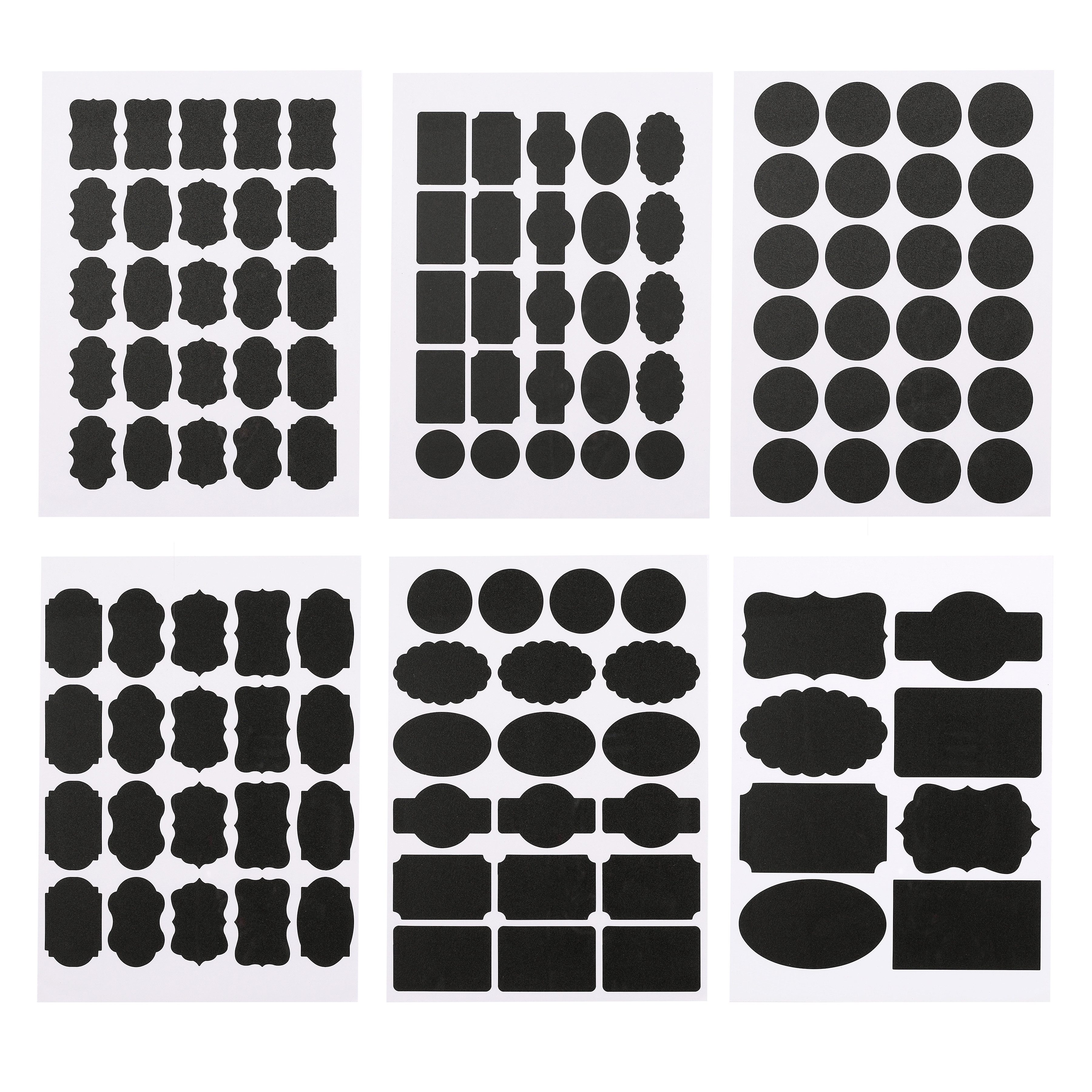 VanHenry Sticker Tafeletiketten selbstklebend 211er Pack inkl. 2 Kreidestifte, (211-tlg)