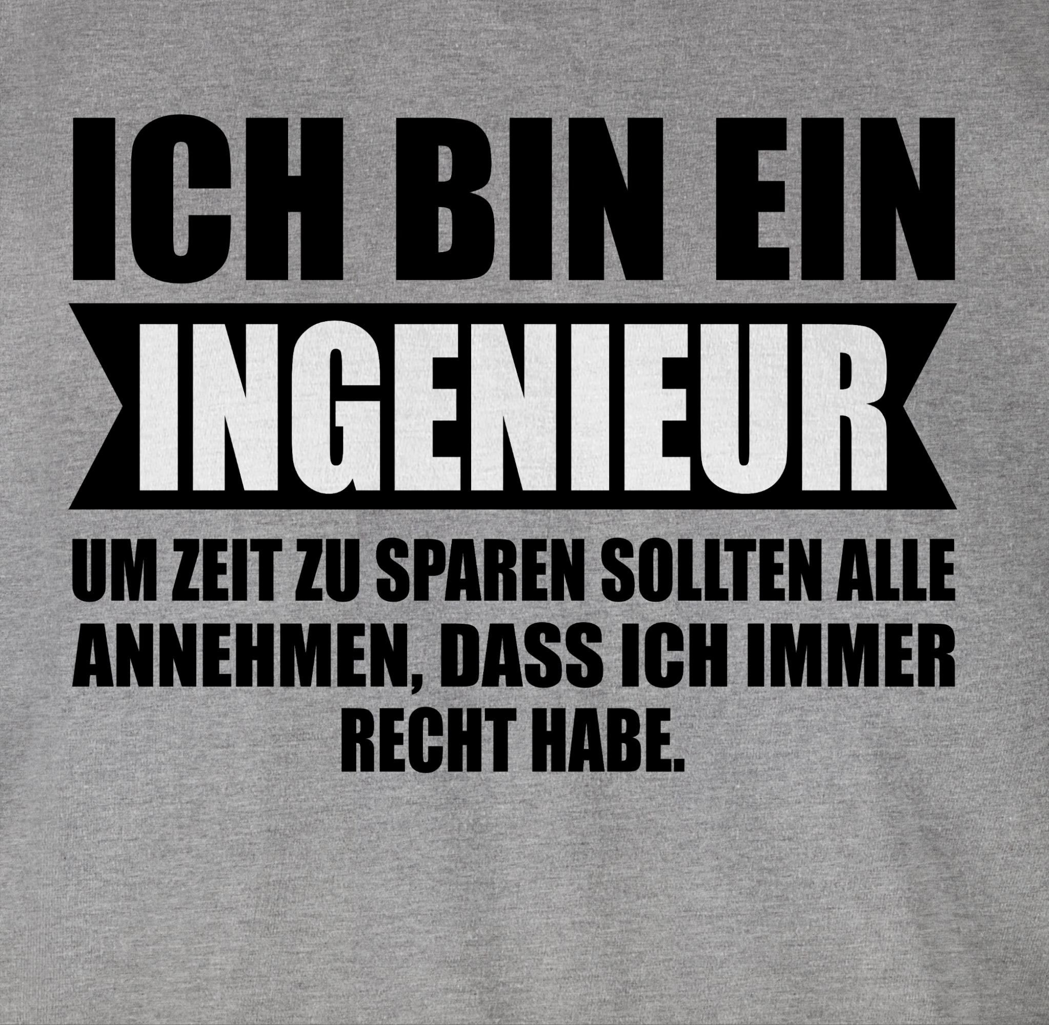 und Grau Geschenke T-Shirt Ingenieur Job Beruf Ich bin meliert Shirtracer 01