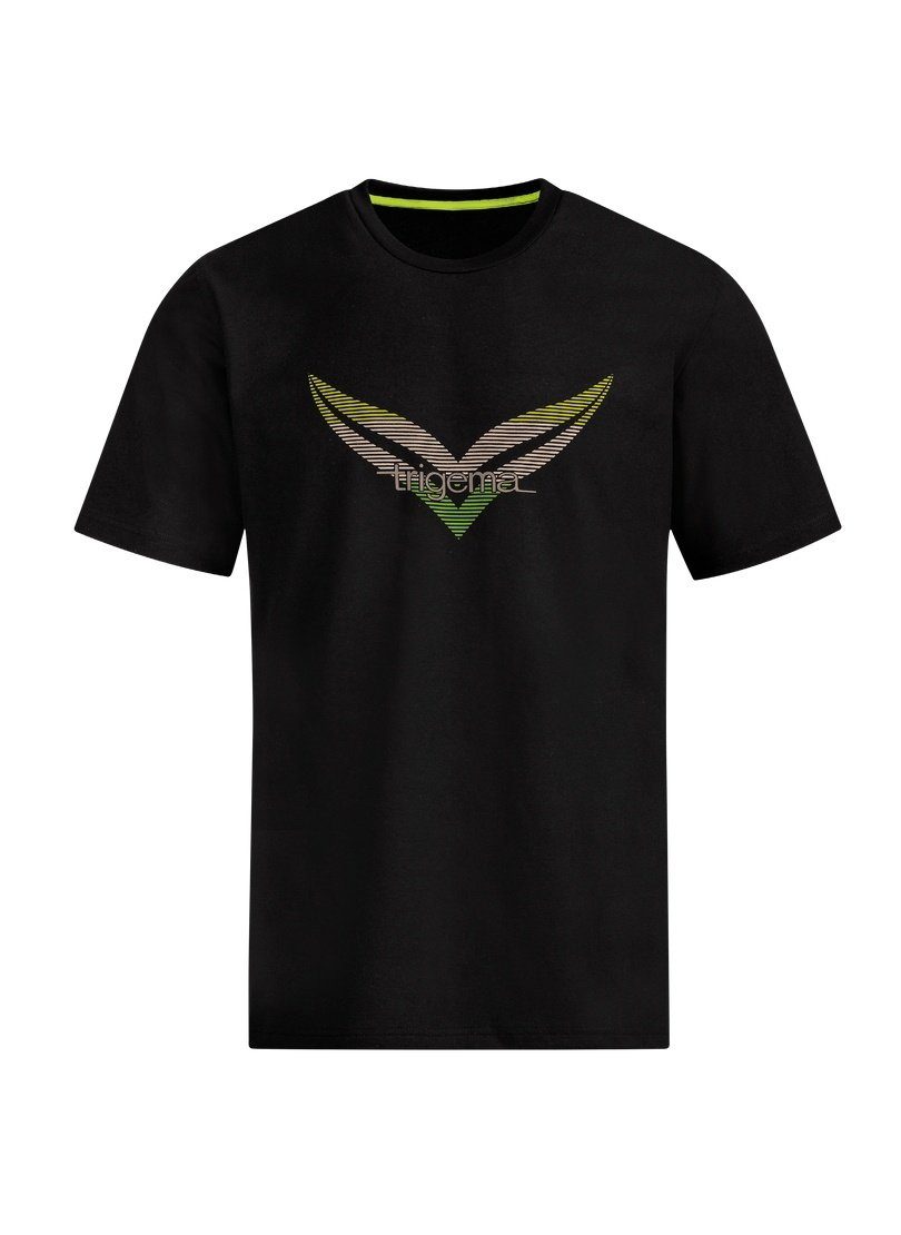 Trigema T-Shirt TRIGEMA T-Shirt mit großem Logo-Print schwarz-C2C