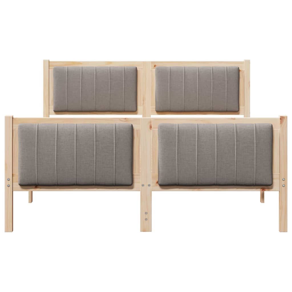 vidaXL Bed Frame Brown and Taupe 140 x 190 cm Solid Pine Wood (1-piece)