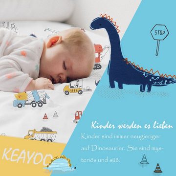 Kinderbettwäsche WPKL, KEAYOO, Süß Dinosaurier Muster Kinderbettwäsche mit Süß Muster Baumwolle