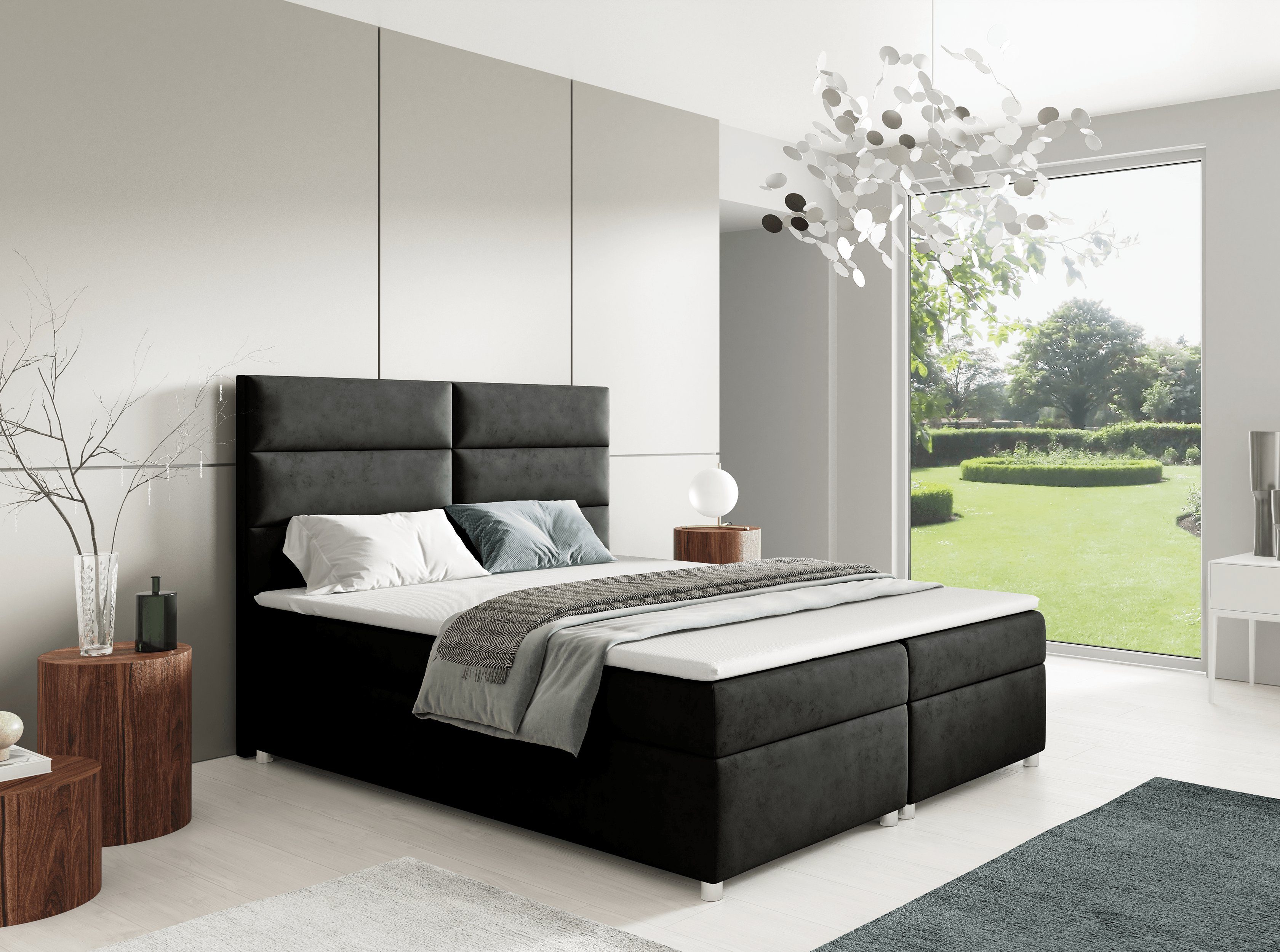 mit Best Topper und K4, Trinity for Home Boxspringbett Mintgrün Bettkasten