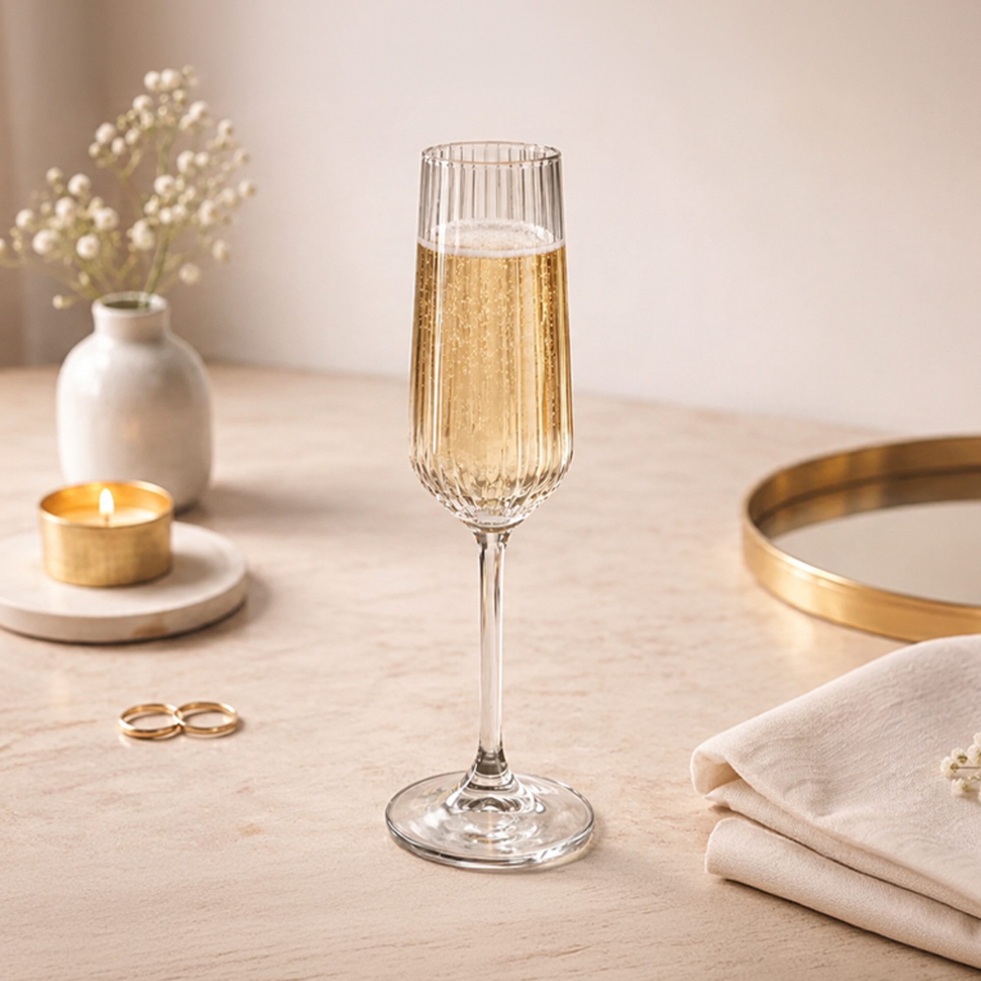 Pasabahce Weinglas Allegra Focus Champagnerflöte, 6-tlg., Glas, Spülmaschinenfest, 6er-Set, 19,5 cl