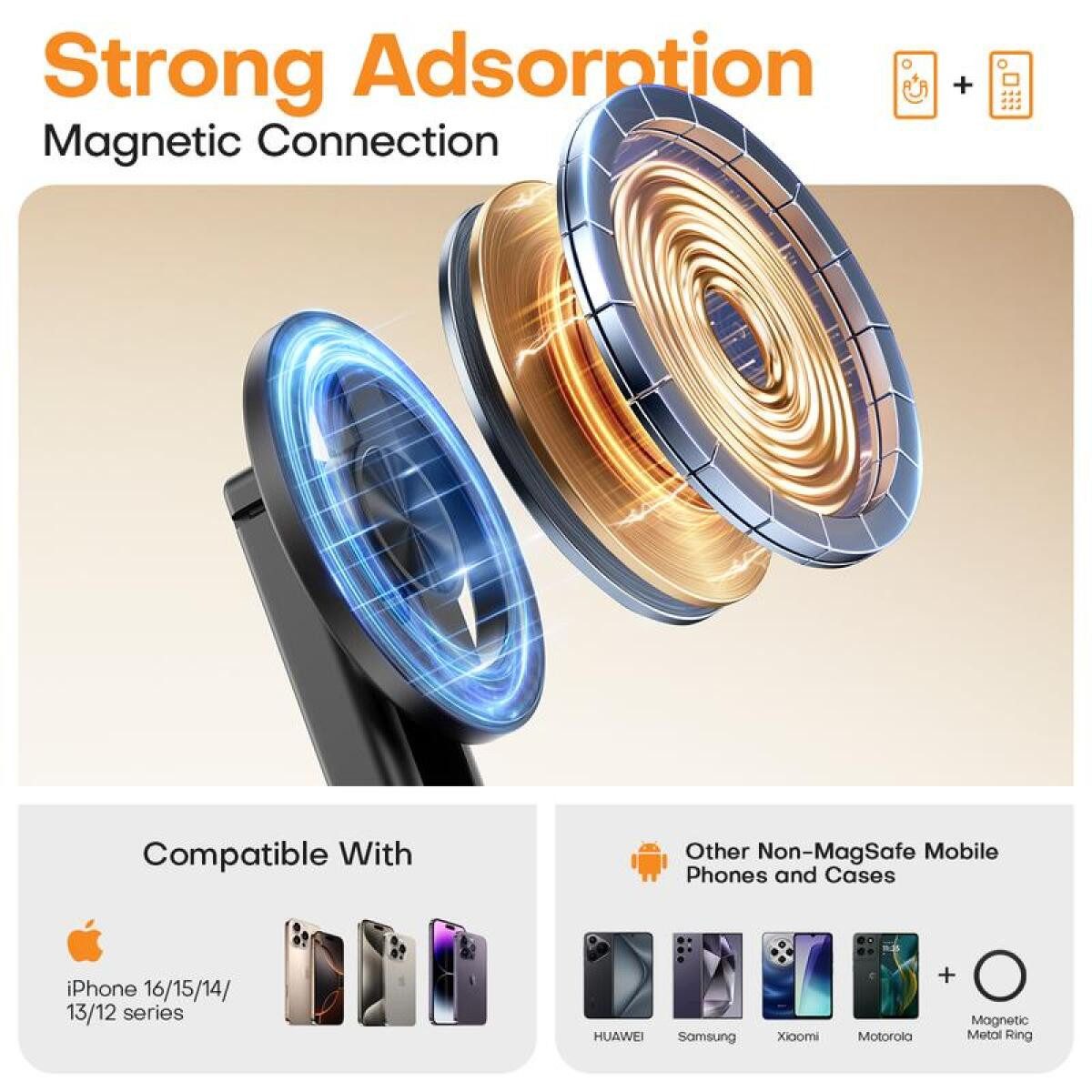 FELIXLEO Magnethalter Multifunktionaler magnetischer Mini-Selfie-Stick mit 360°-Drehung (1-St)