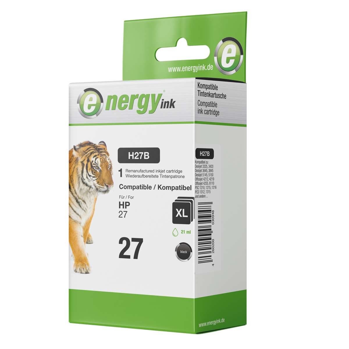 Energy-ink Tintenpatrone H27B XL ersetzt HP C8727A black Nr. HP 27 Tintenpatrone (kompatibel, schwarz)