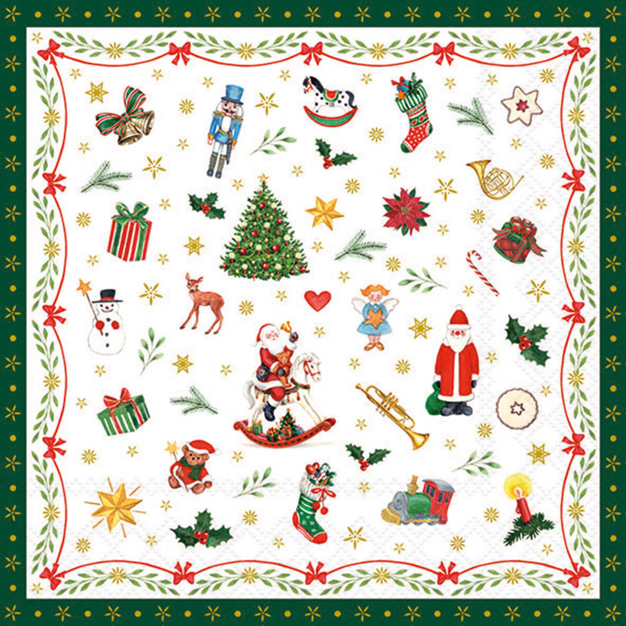 Ambiente Luxury Paper Products Papierserviette, Servietten Papier 33x33cm 3-lag. mit Weihnachtssymbolen Motiv 20 Stück