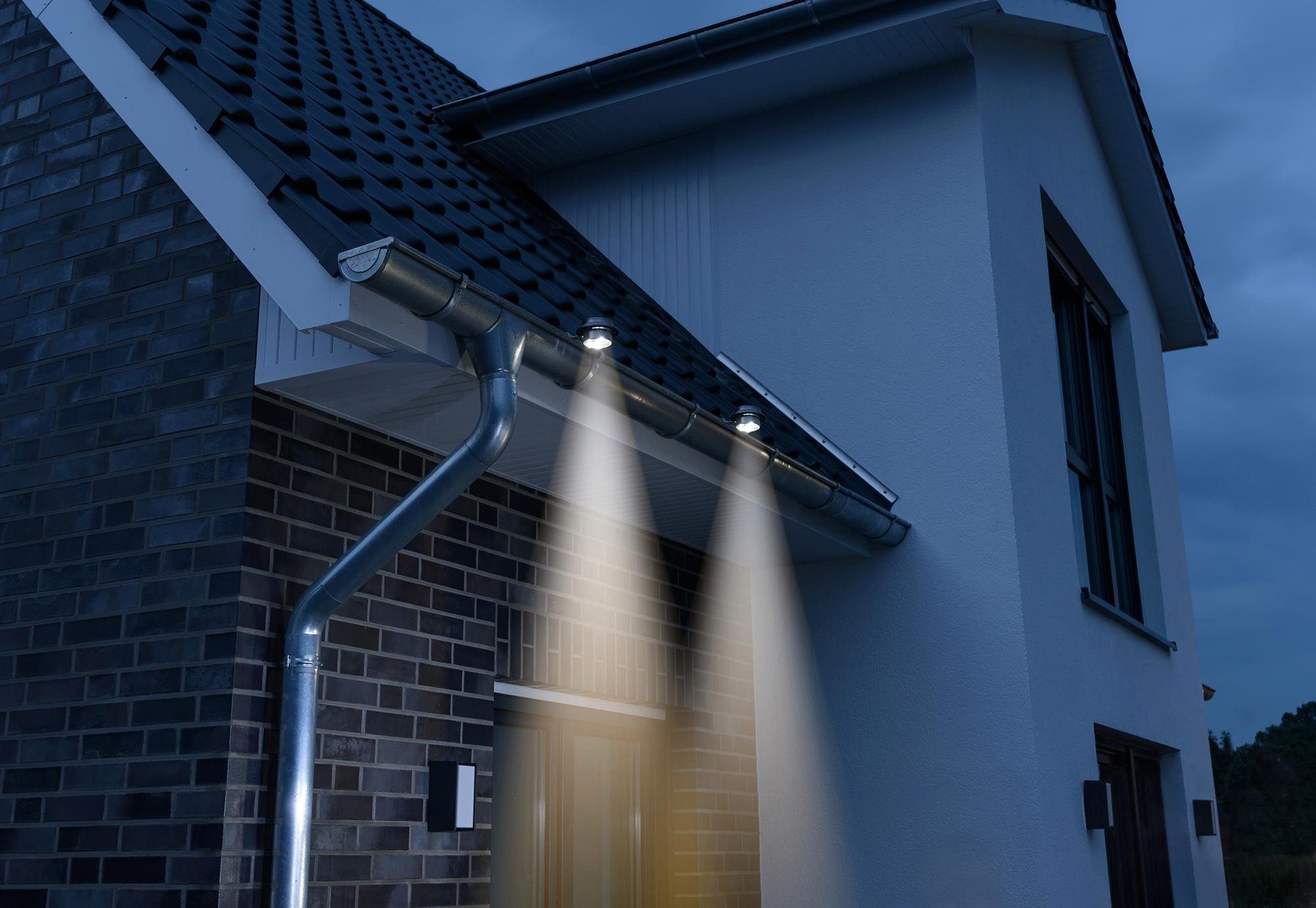 IC Gardenstyle Dachrinnenleuchten Dachrinnen-Leuchte, LED fest integriert, Warmweiß, Set mit 4 Stück