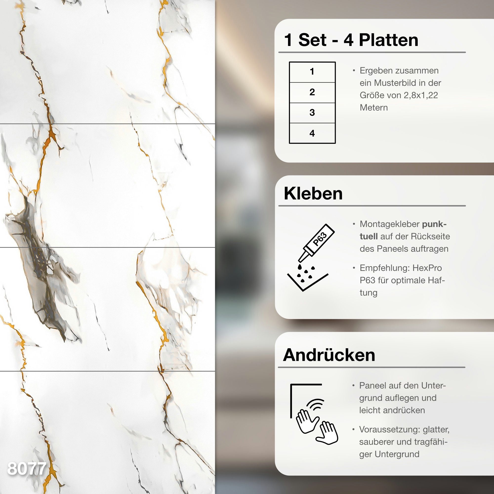 Hexim Wandpaneel, (Marmoroptik 4er-Set 122×70cm SPC Kunststoff Innen & Auße günstig online kaufen