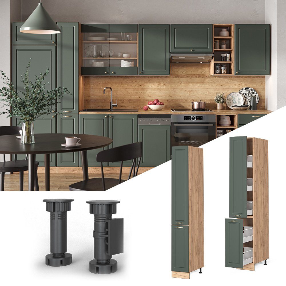 Vicco Hochschrank Fame-Line, Grün-Gold Landhaus/Goldkraft Eiche, günstig online kaufen