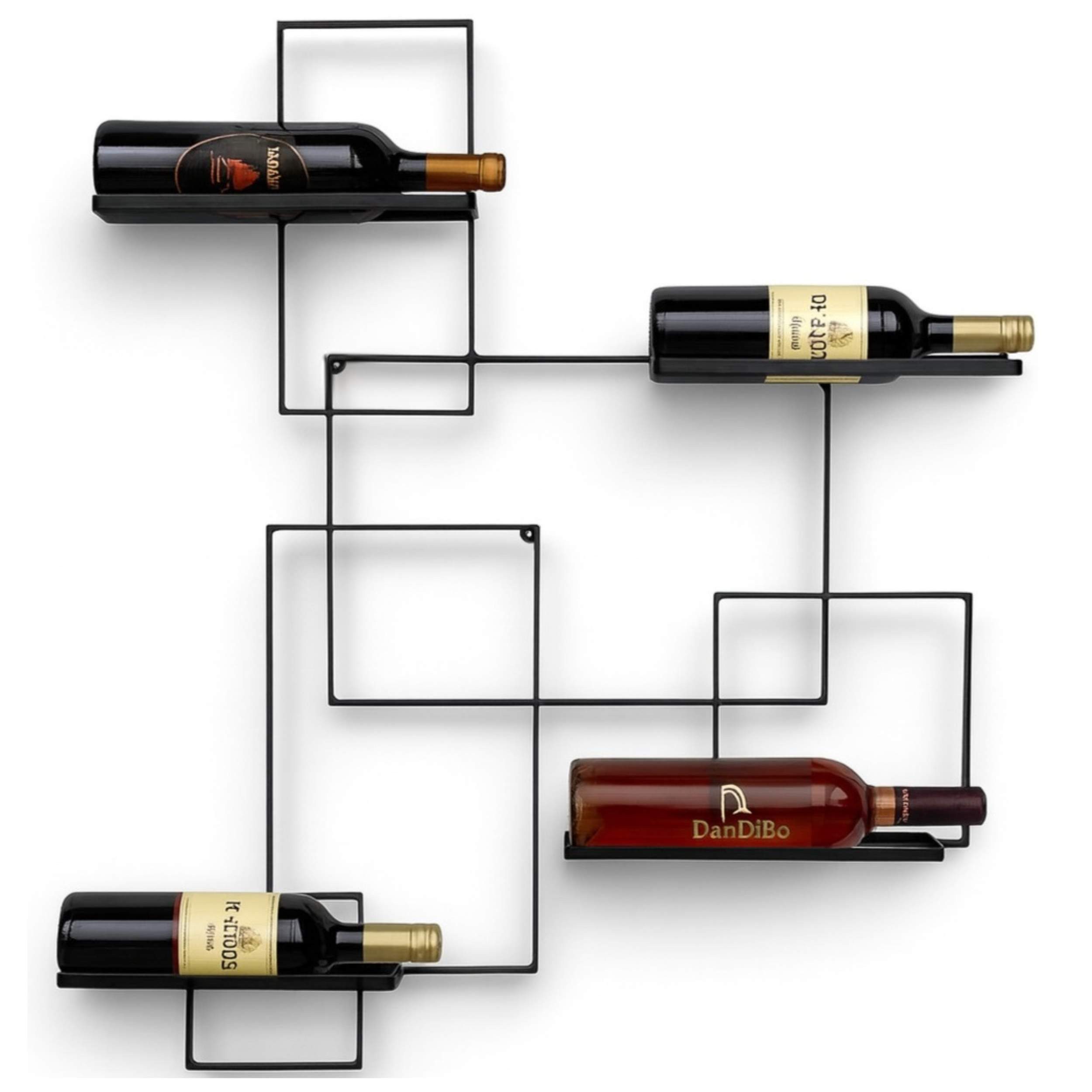 DanDiBo Weinregal Metall Schwarz Black Line Flaschenständer Flaschenhalter, Weinhalter Wine Rack