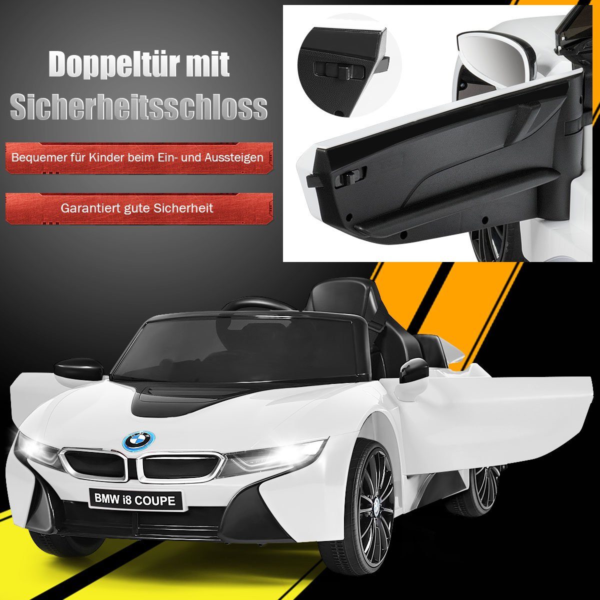 12V, LED COSTWAY mit weiß Elektro-Kinderauto BMW