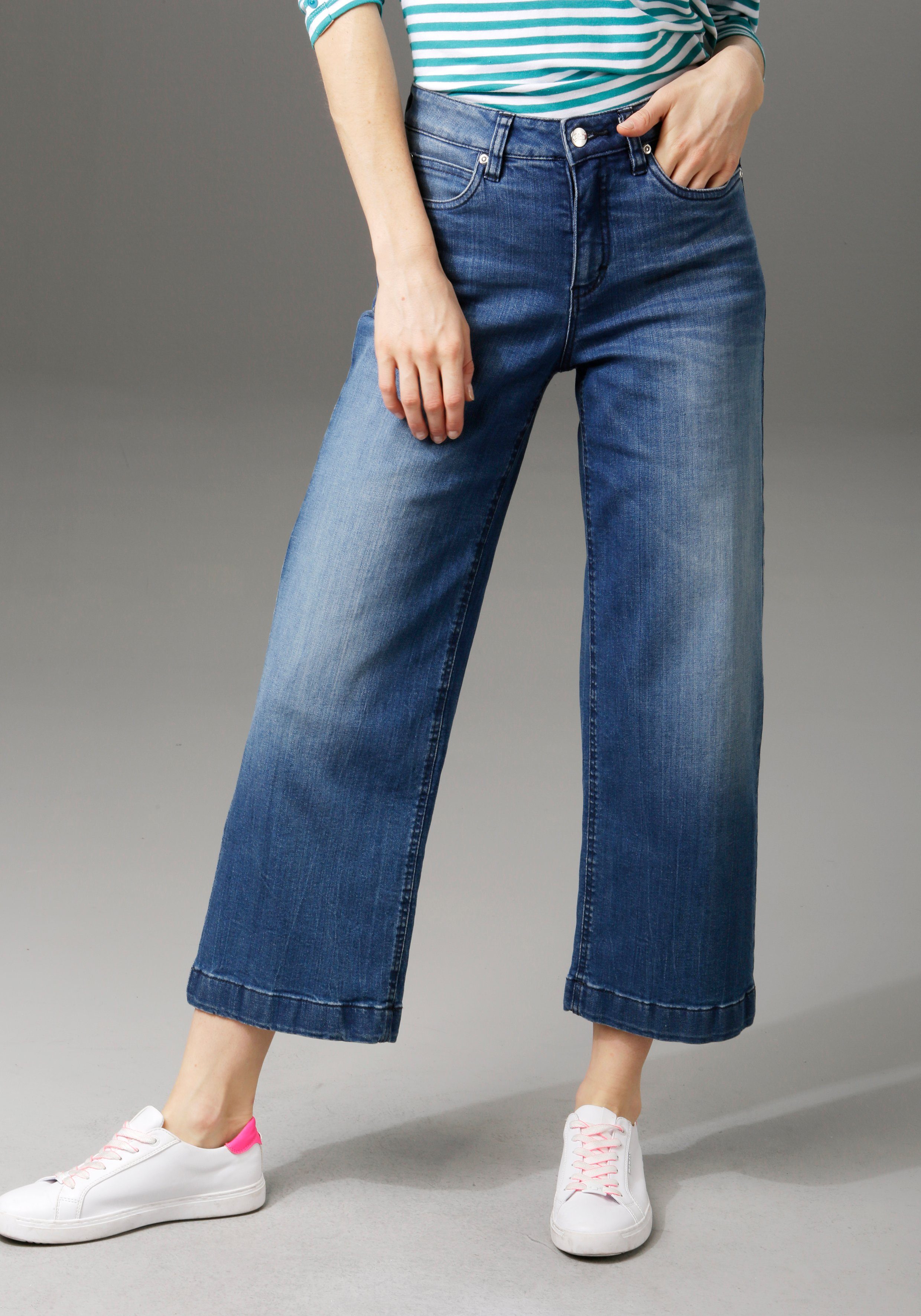 Aniston CASUAL 7/8-Jeans in blue Used-Waschung