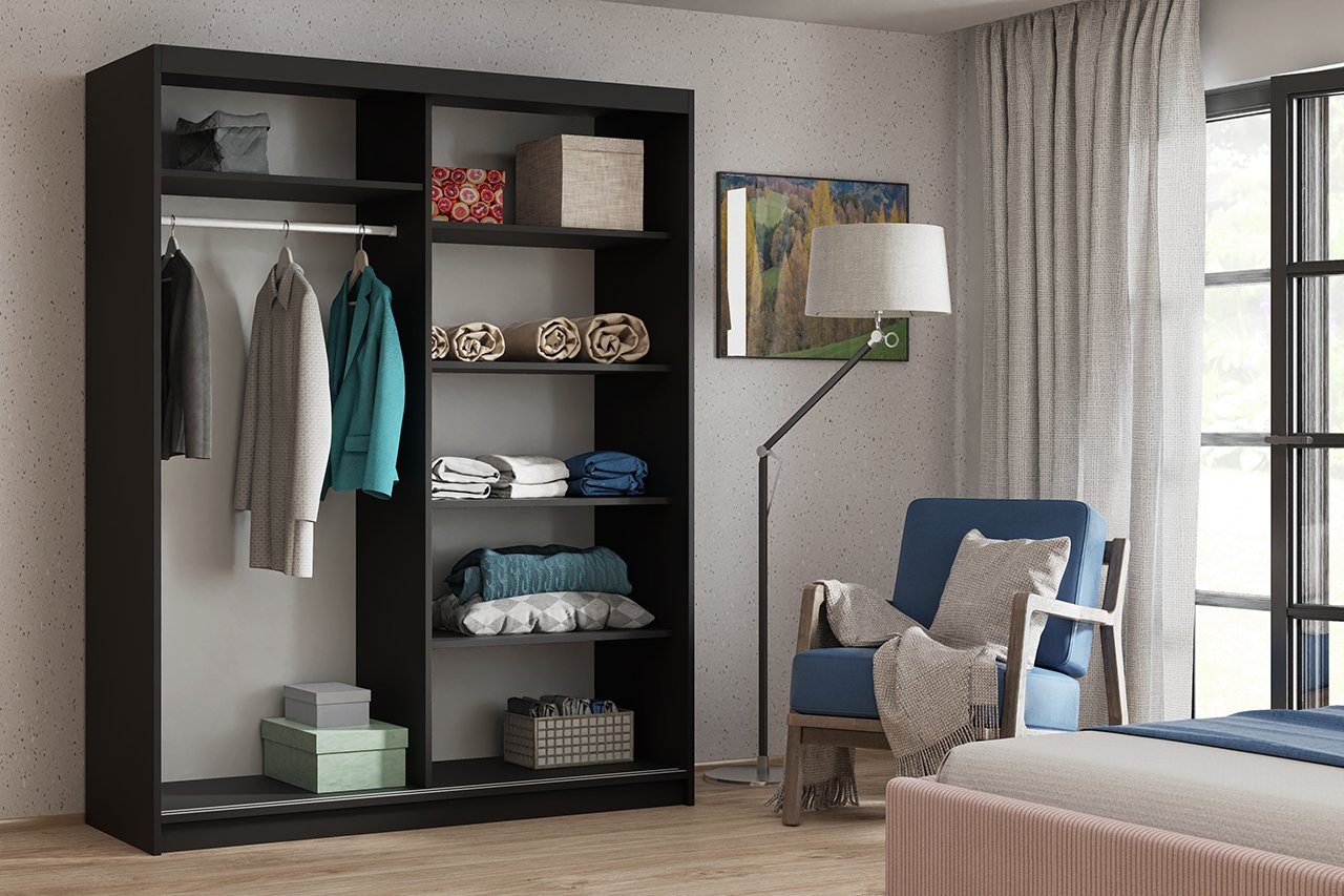 Beautysofa Garderobenschrank Kleiderschrank Donatello mit Schiebetüren günstig online kaufen