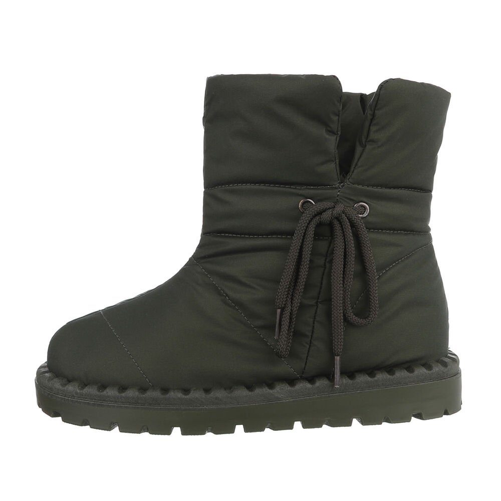 Ital-Design Damen Снігоходи Freizeit Снігоходи Flach Flache Stiefeletten in Grün