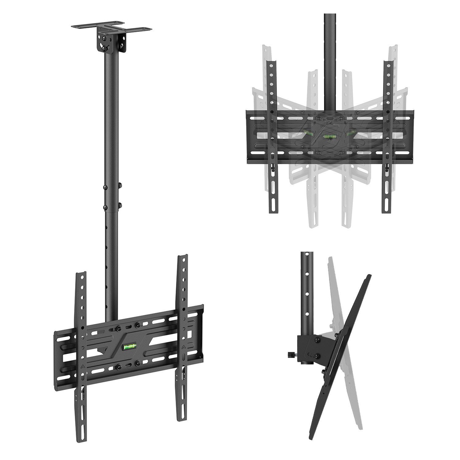Maclean TV-Deckenhalterung MC-175 für Fernseher von 37 bis 75 Zoll max. 50 kg, (bis 75 Zoll, Höhenverstellung des Fernsehers: 527–777 mm)