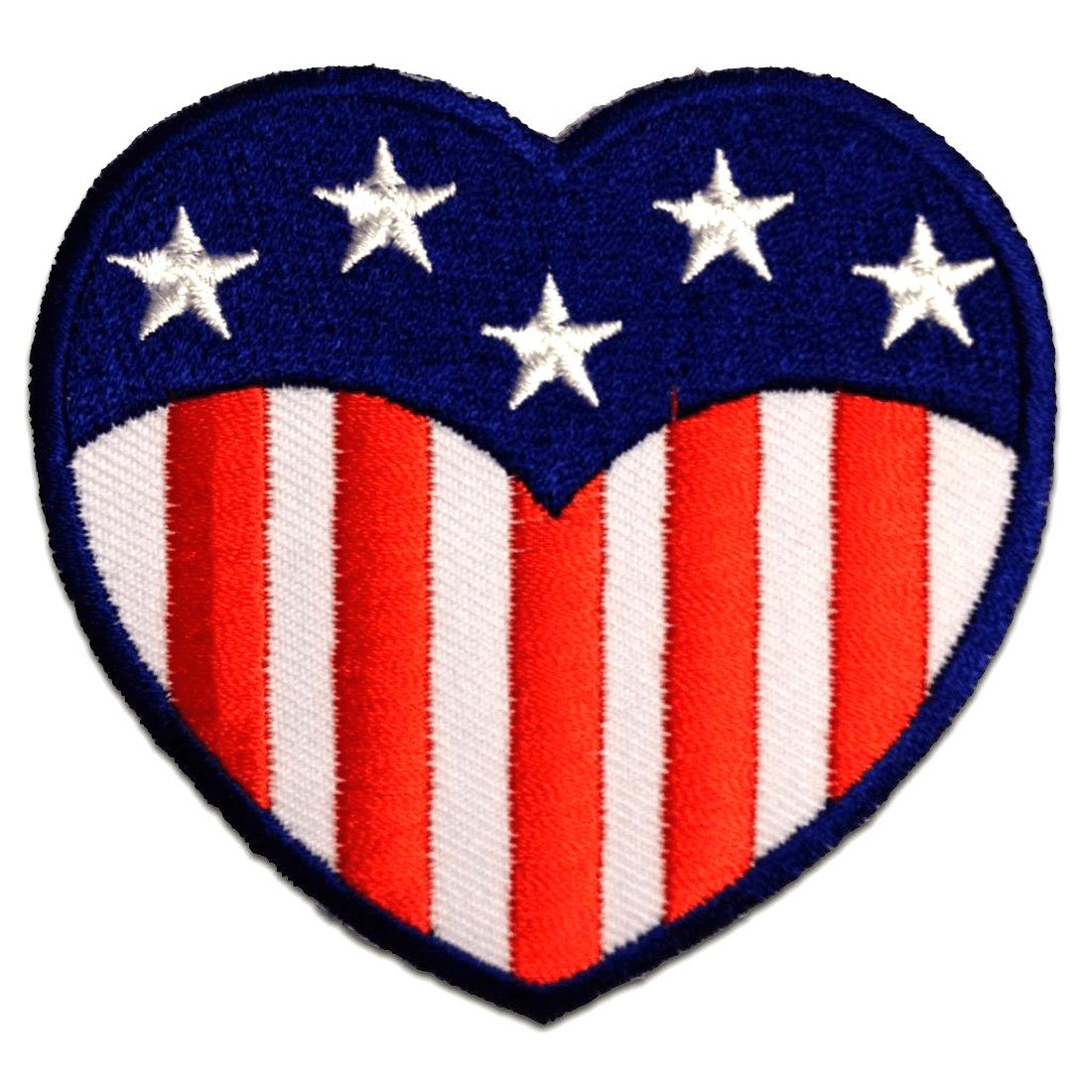 Catch the Patch Aufnäher Bügelbild, Aufbügler, Applikationen, Patches, Flicken, zum aufbügeln, Polyester, USA Herz America Flagge Fahne - Größe: 7,0 x 7,0 cm