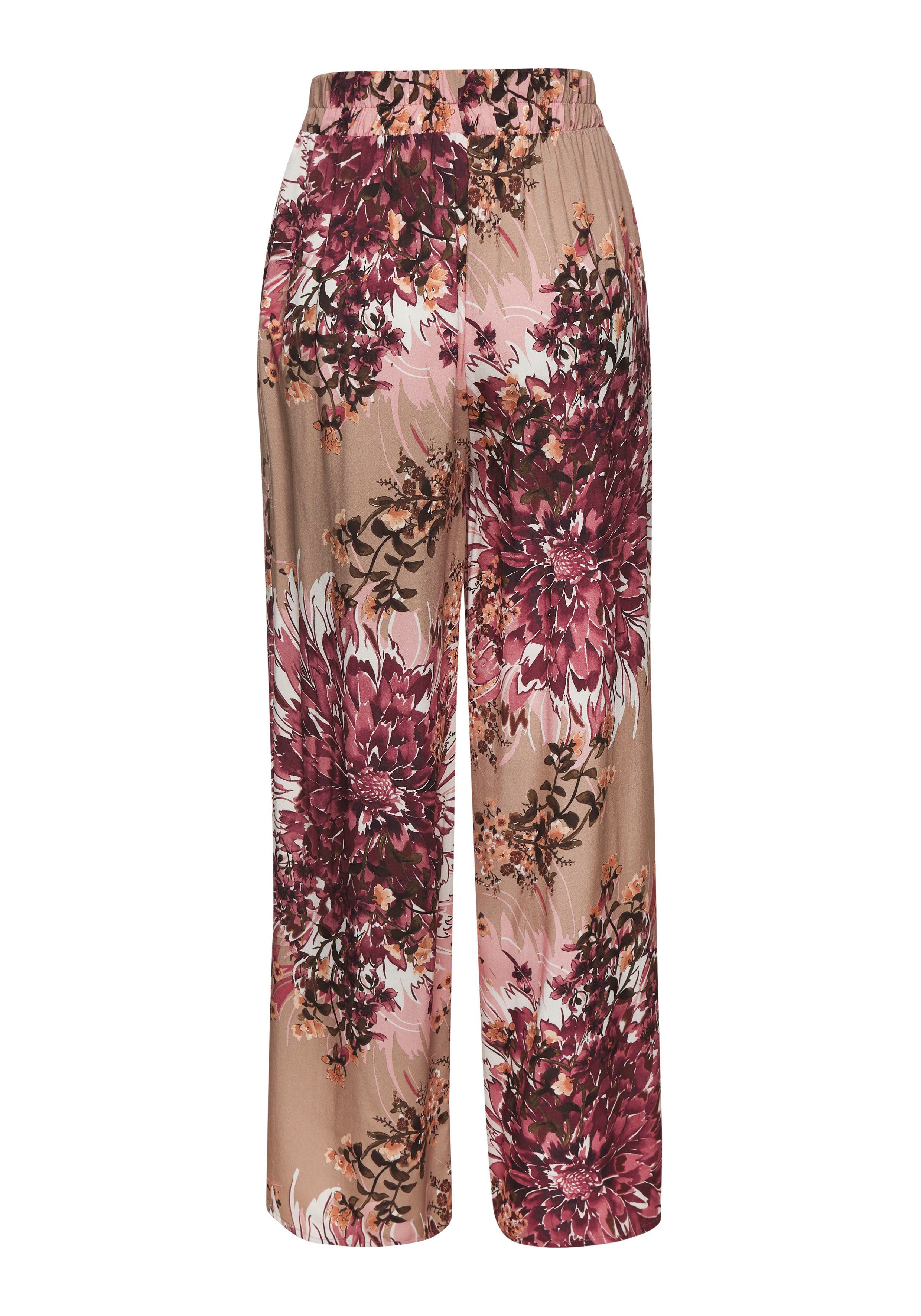 LASCANA Palazzohose mit Bindegürtel und Alloverdruck, Stoffhose mit Taschen