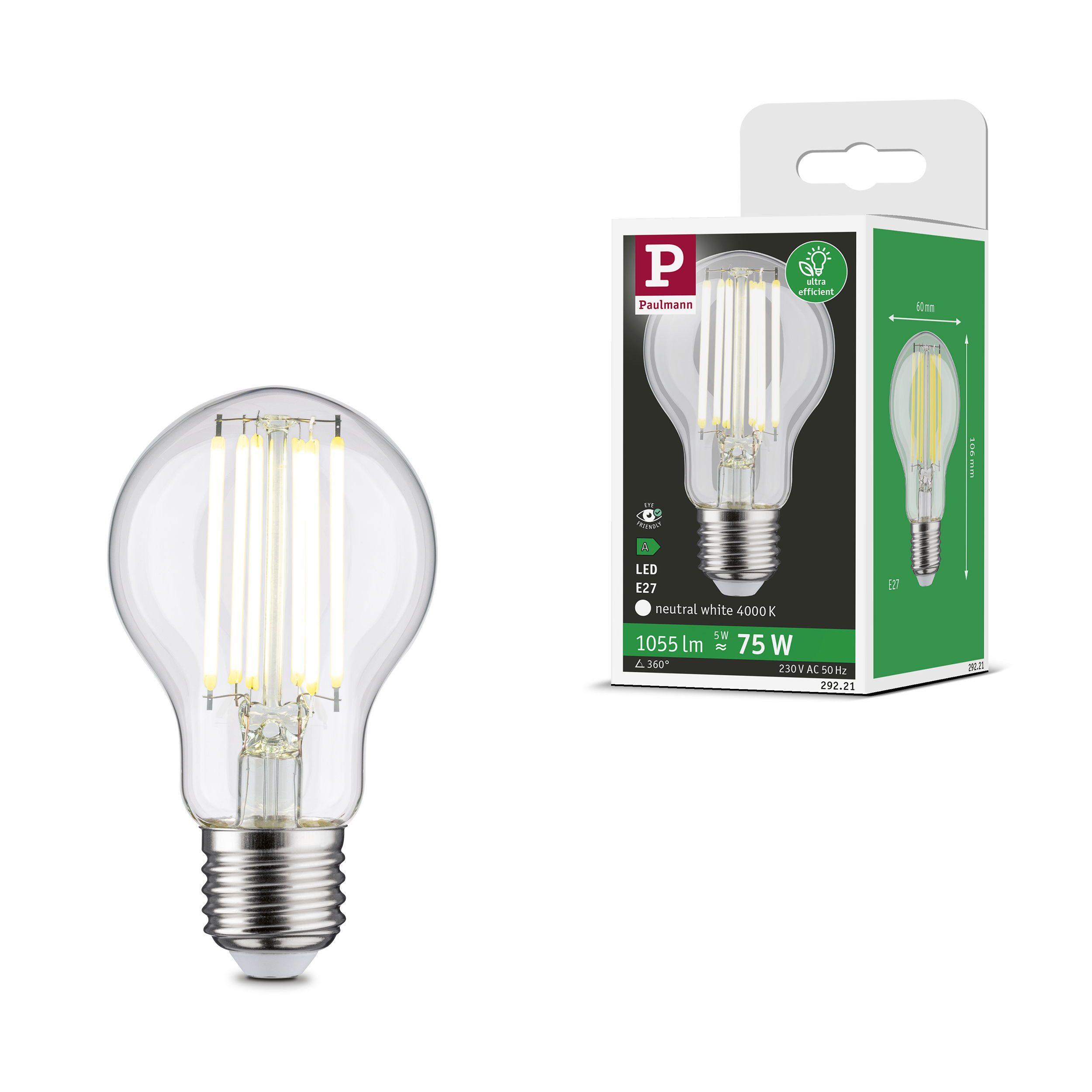 Paulmann LED-Leuchtmittel Eco-Line Filament 230V LED Birne E27 1er-Set 1055 günstig online kaufen
