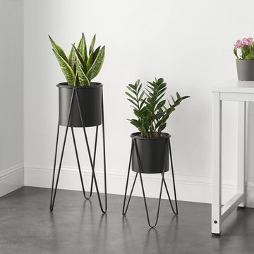 en.casa Blumenständer (Set, 2 St), »Hedera« Pflanzständer im 2er Set Metall Schwarz