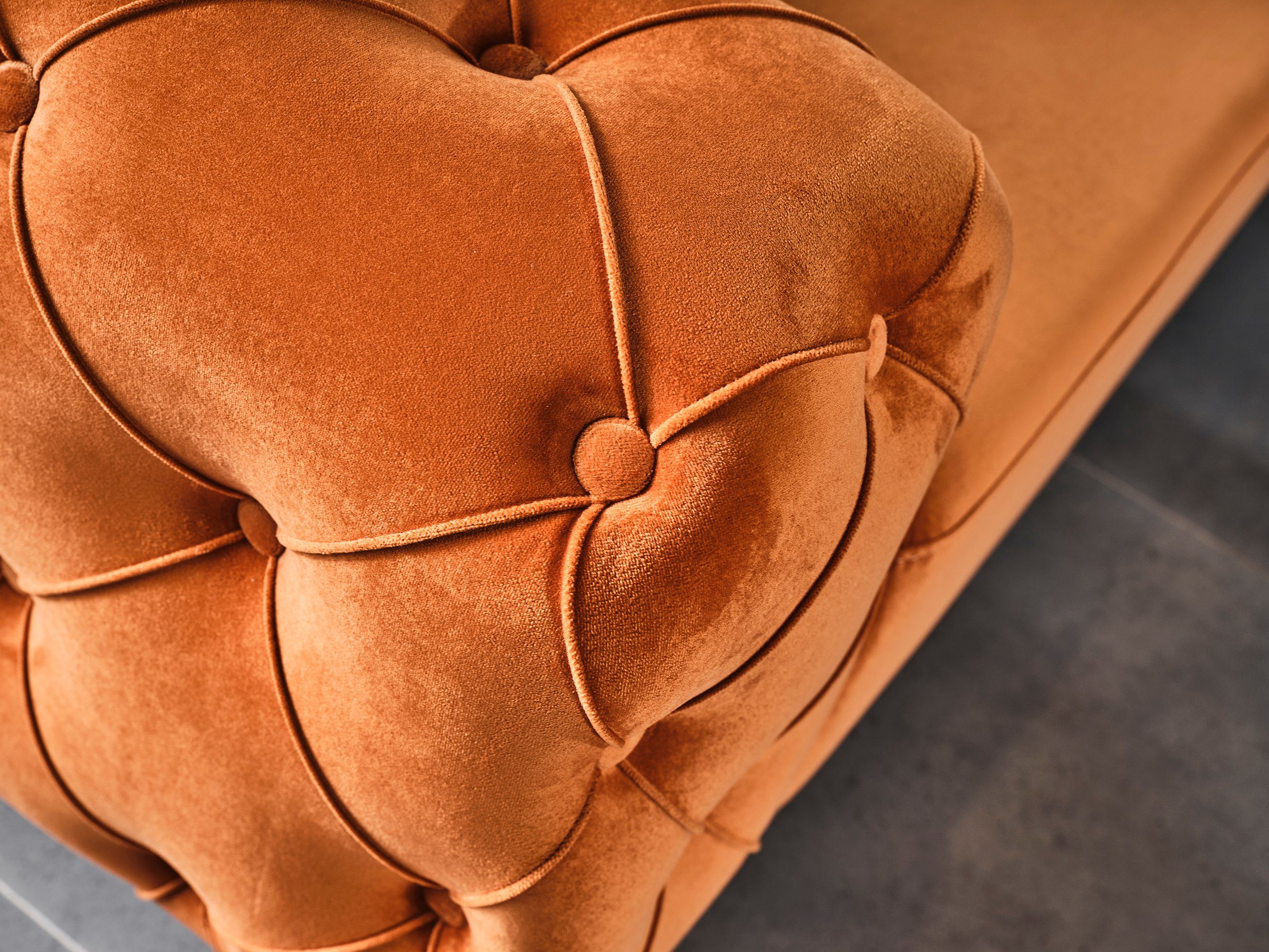 Terracotta Quality,strapazierfähiger Handmade Teil, 1 Samtstoff Möbel Villa Skopje, Mikrofaser Sofa