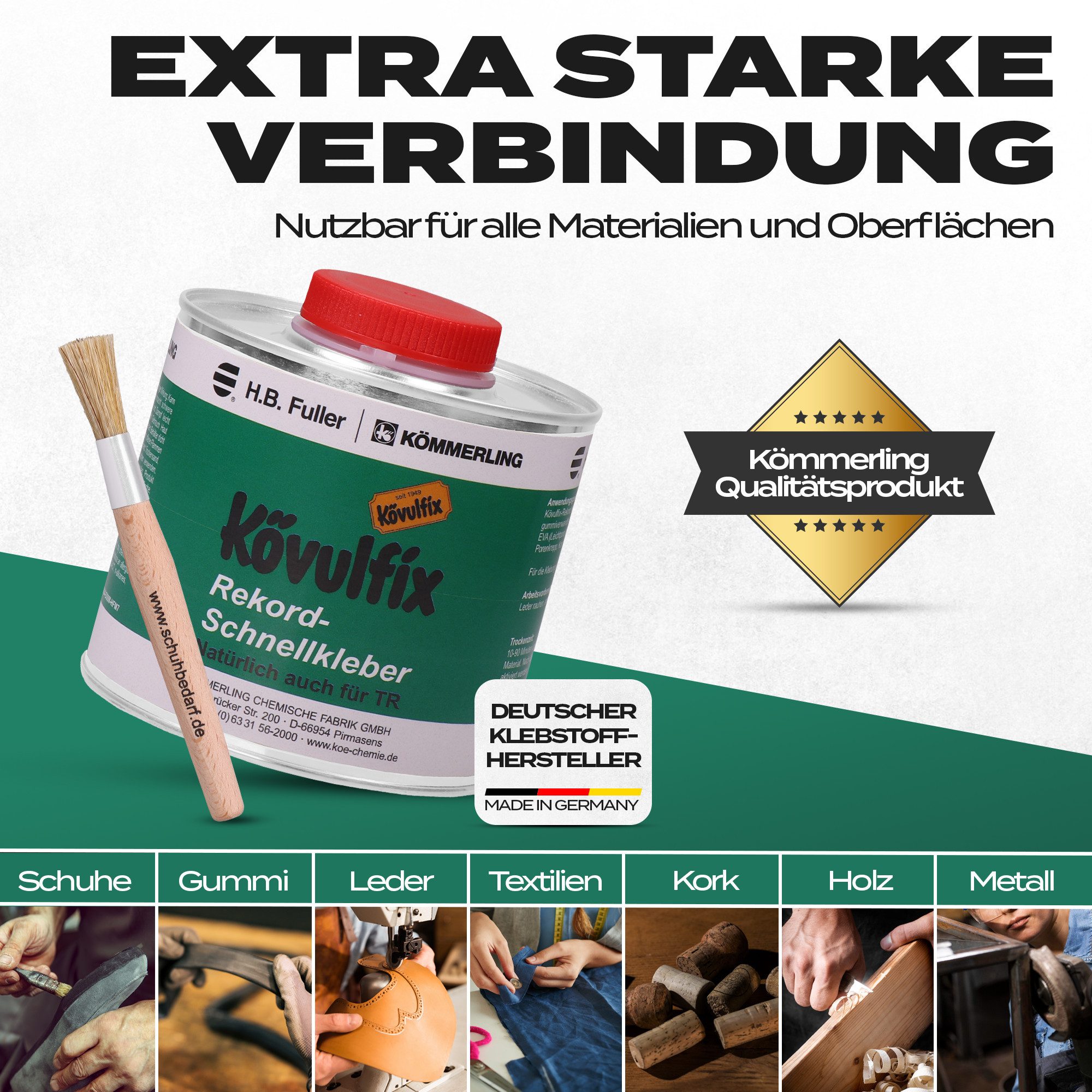Langlauf Schuhbedarf Klebstoff Kövulfix Schuhkleber300g extra stark inklusive Langlauf Auftragspinsel, (2-tlg) – Bild 2 von 5