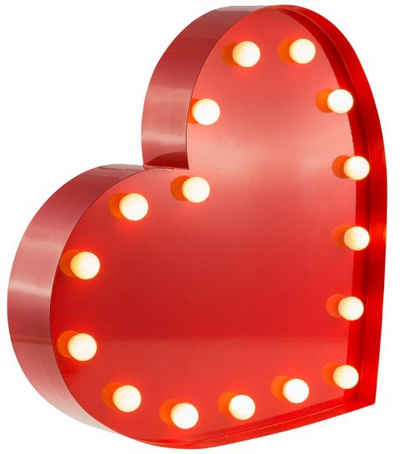 MARQUEE LIGHTS LED Dekolicht »Herz«, Wandlampe, Tischlampe Heart mit 16 festverbauten LEDs - 31x31 cm