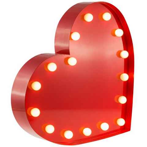 MARQUEE LIGHTS LED Dekolicht Heart, LED fest integriert, Warmweiß, Wandlampe, Tischlampe Heart mit 16 festverbauten LEDs - 31x31 cm