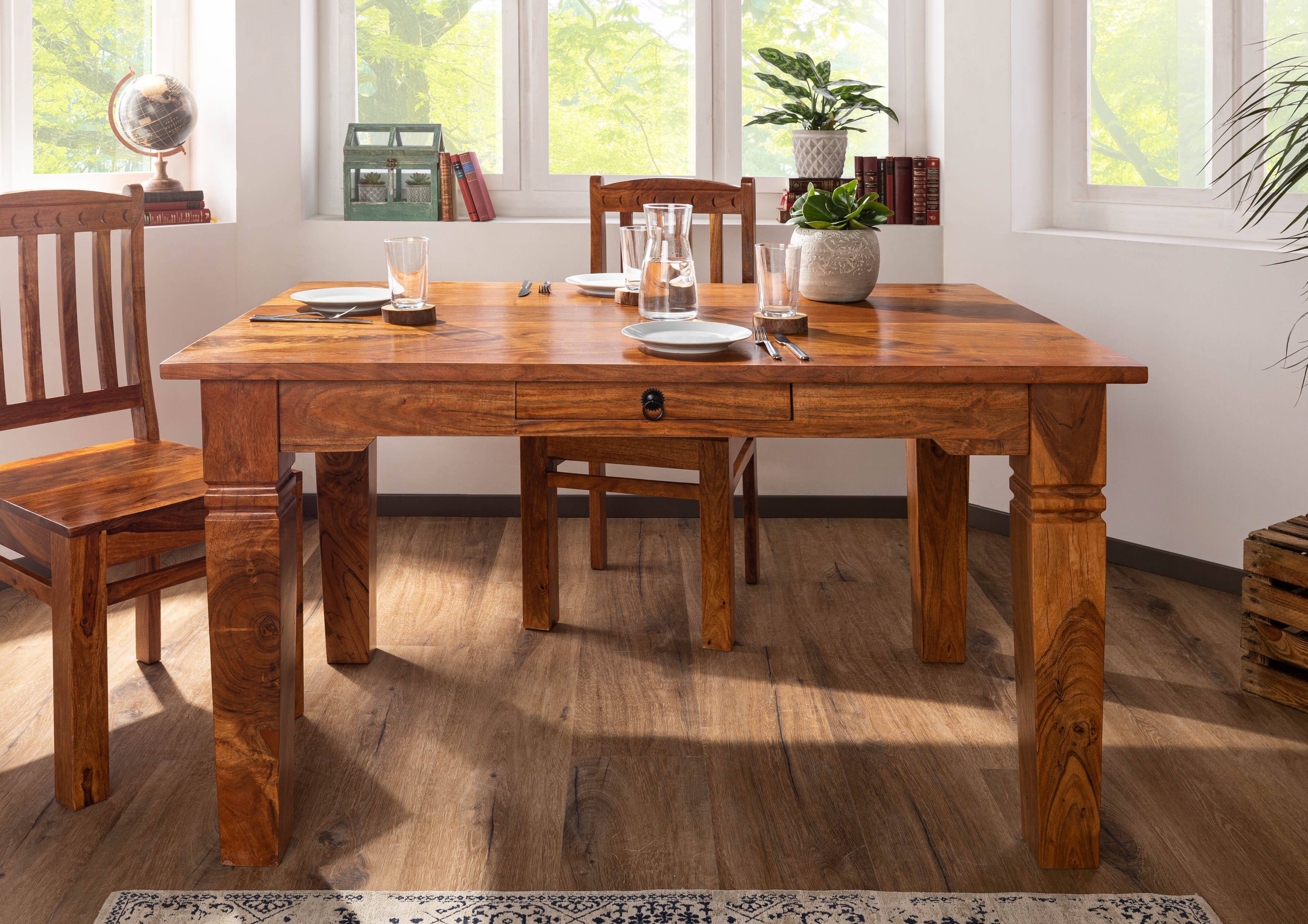 Massivmoebel24 Esstisch OXFORD (Esstisch Akazie 180x90x76 honig  lackiert OXFORD #0604), Esstisch Akazie 180x90x76 honig  lackiert OXFORD #0604