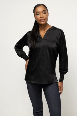 Gina Laura Druckbluse Bluse Satin Tunika-Ausschnitt Jersey-Rücken