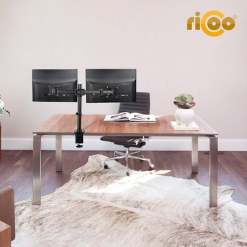 RICOO TS5811 Monitor-Halterung, (bis 32 Zoll, Tischhalterung 2 Monitore Dual Monitorständer Bildschirm schwenkbar)