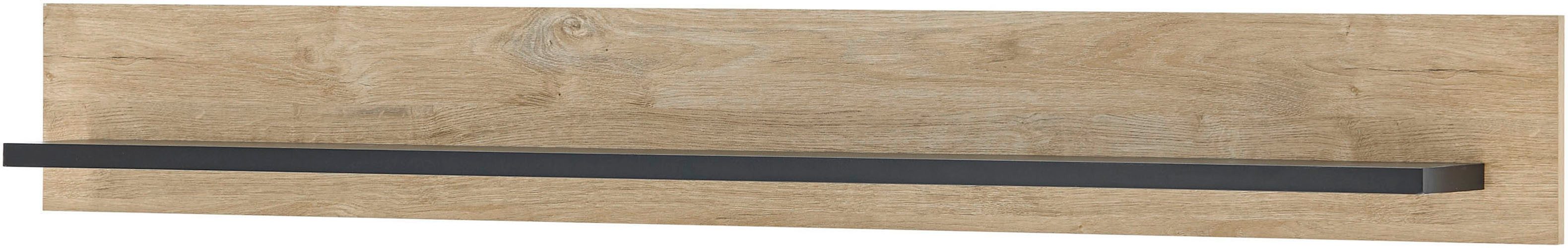 Home affaire Wohnwand Cornwall, Anbauwand im Landhausstil, Wohnzimmer-Set, Eiche Dekor, (Set, 4-St), enthält Vitrine, Lowboard, Kommode, Wandboard, 382 cm breit