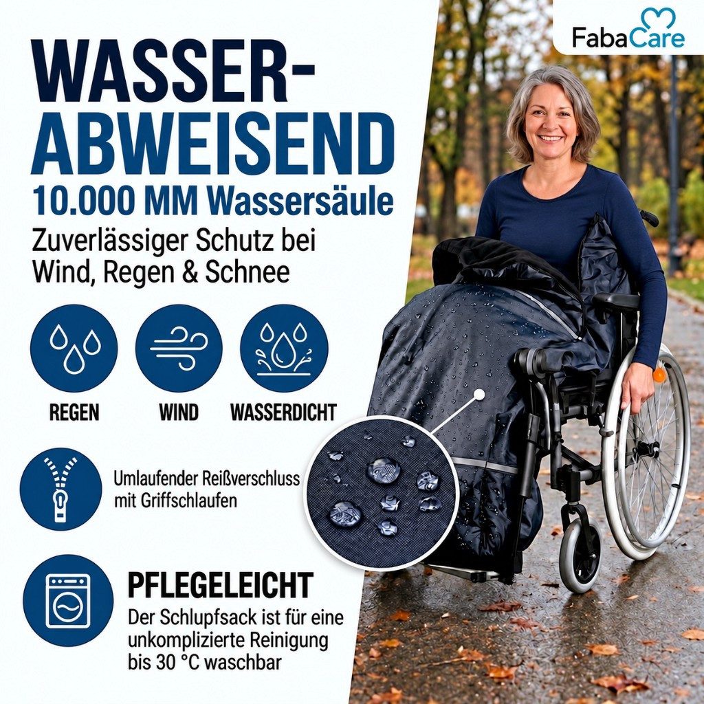 FabaCare Fußsack Thermo-Schlupfsack für Rollstuhl, Rollstuhldecke warm, wetterfest – Bild 5 von 5